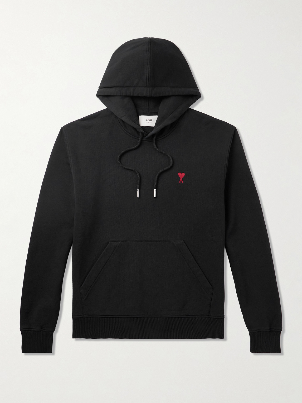 AMI PARIS Logo-Embroidered Cotton-Jersey Hoodie - Men