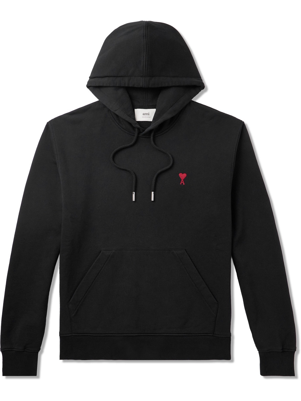 AMI PARIS - Logo-Embroidered Organic Cotton-Jersey Hoodie
