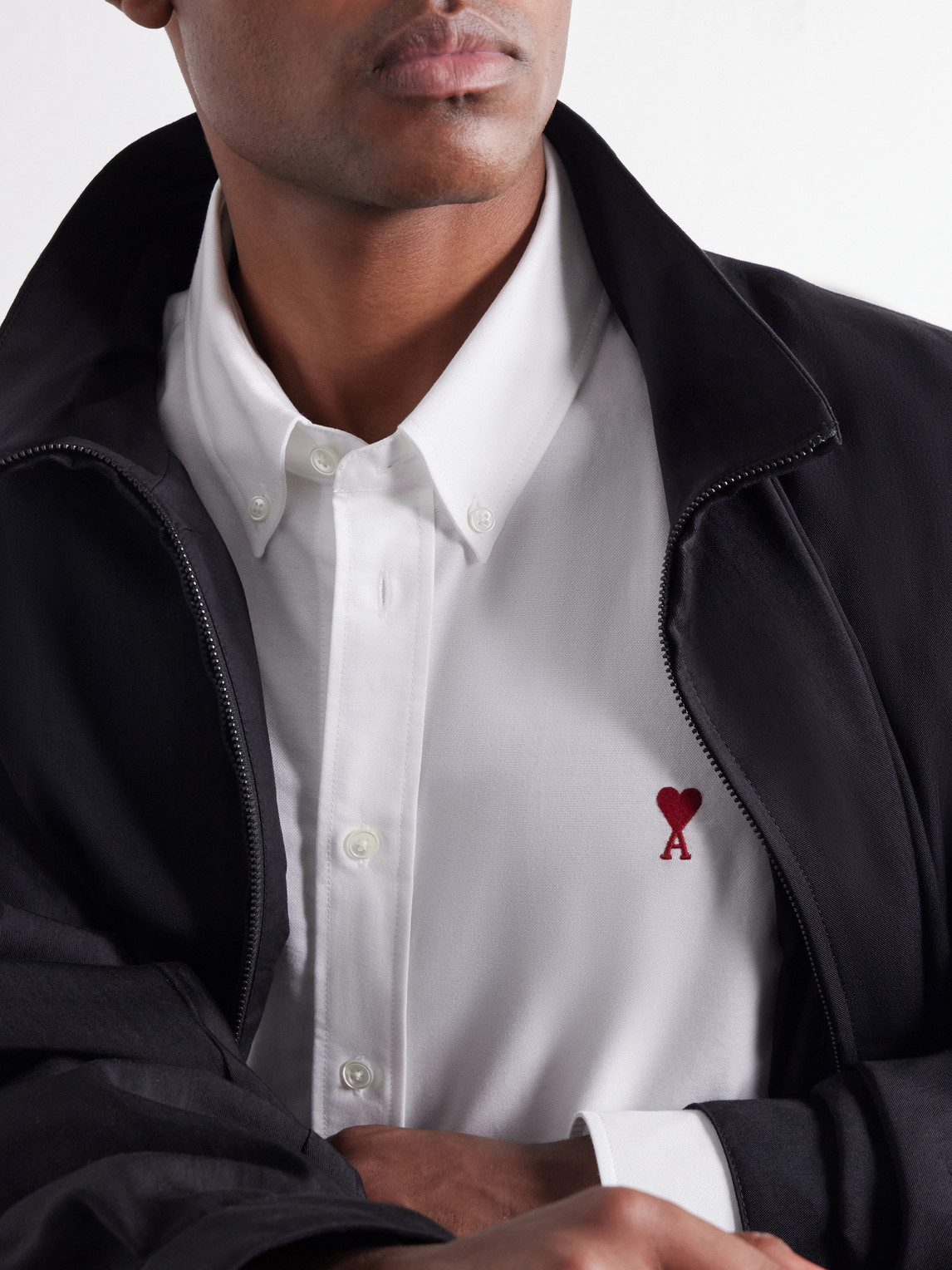Button-Down Collar Logo-Embroidered Cotton Oxford Shirt