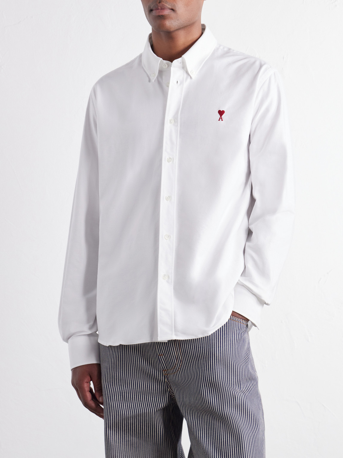 Button-Down Collar Logo-Embroidered Cotton Oxford Shirt