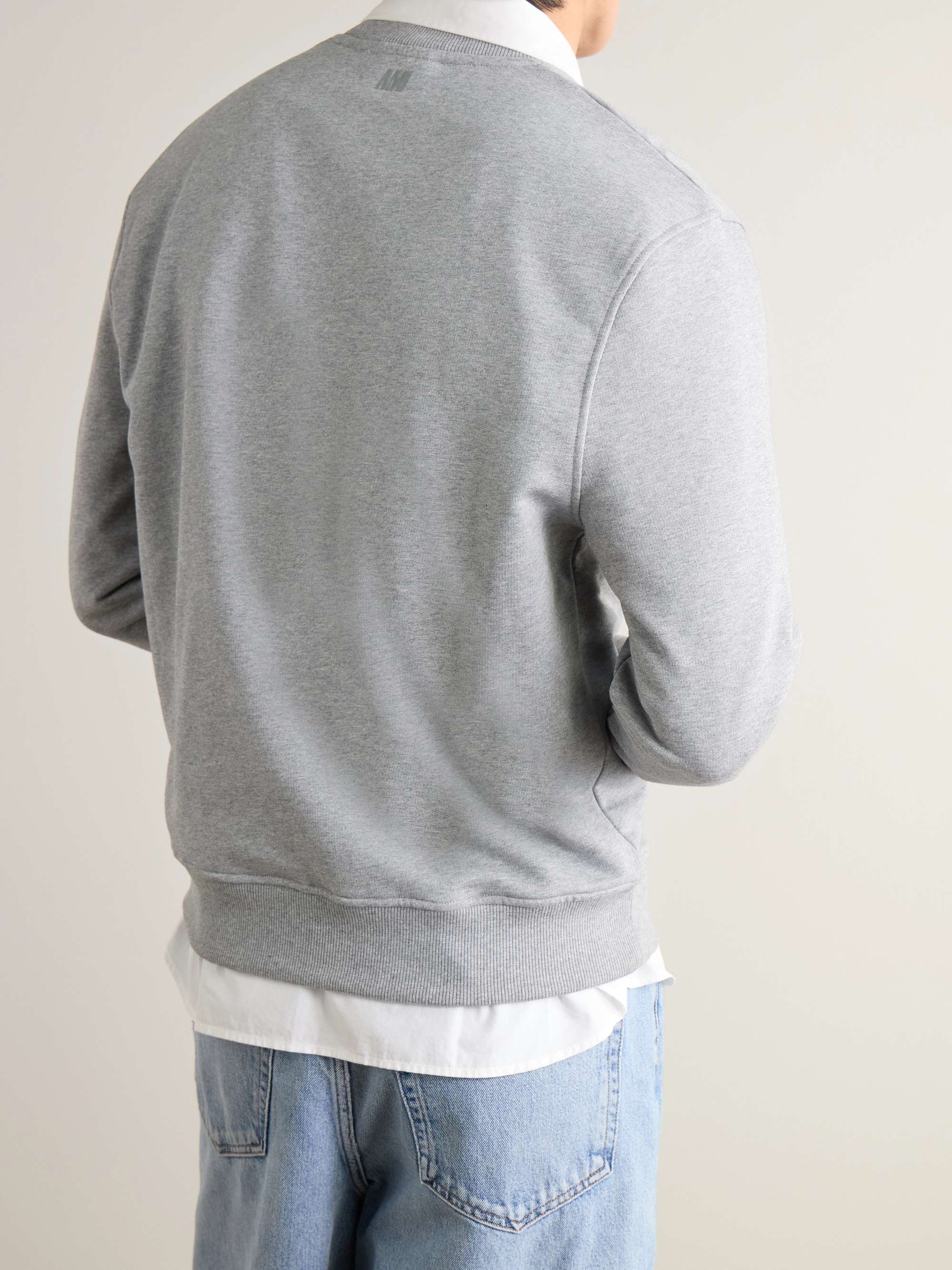 AMI PARIS Logo-Embroidered Cotton-Jersey Sweatshirt