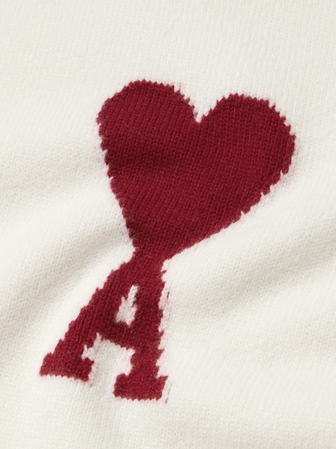 Ami Alexandre Mattiussi Heart Friend Wool Sweater With Exposed Stitching In Neutral