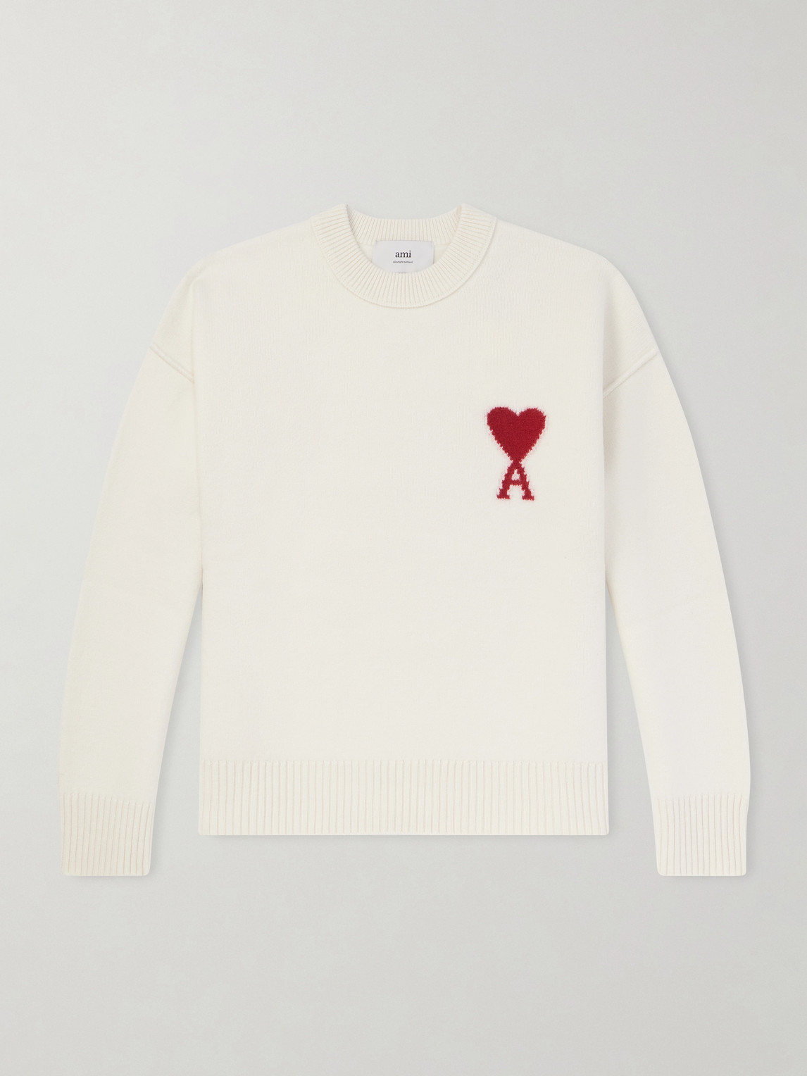 AMI PARIS Logo-Intarsia Virgin Wool Sweater - Men