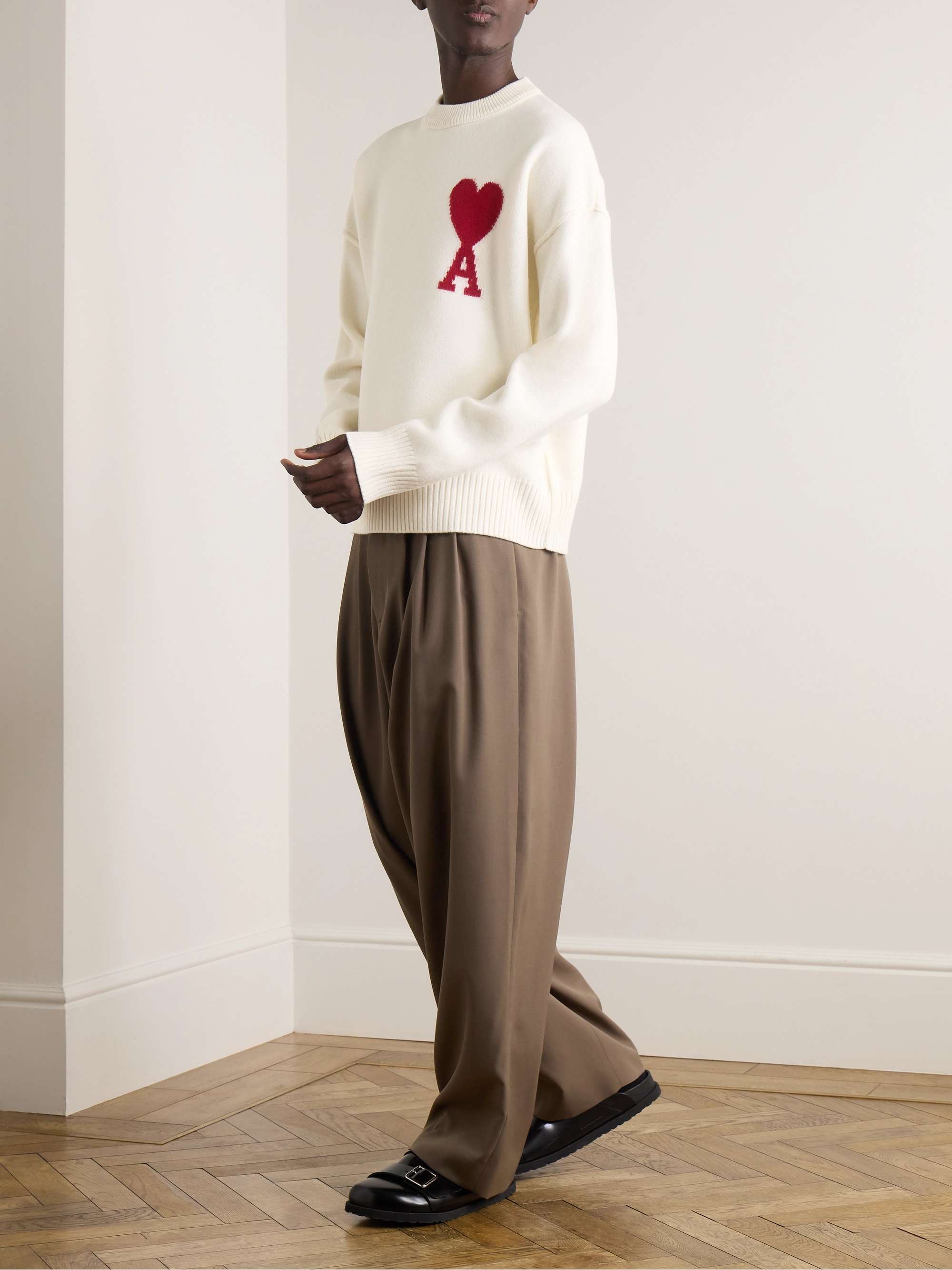 Ami intarsia wool sweater shop