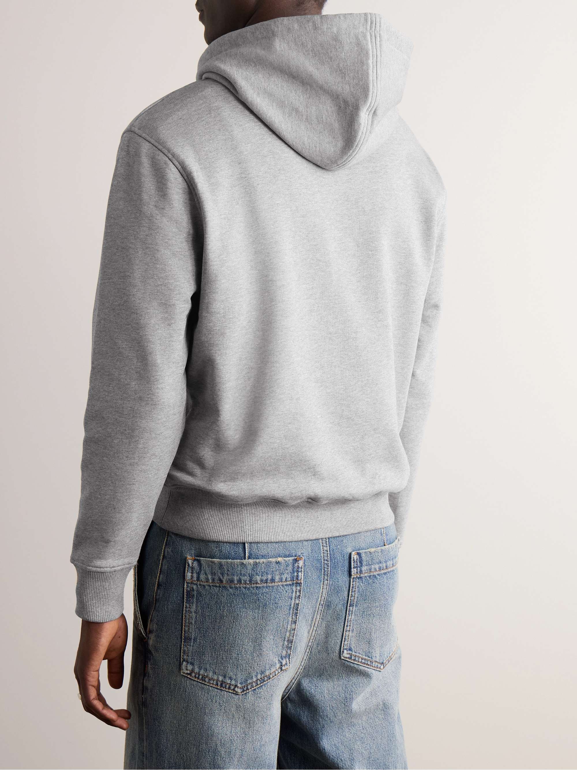 AMI PARIS Logo-Embroidered Cotton-Jersey Hoodie