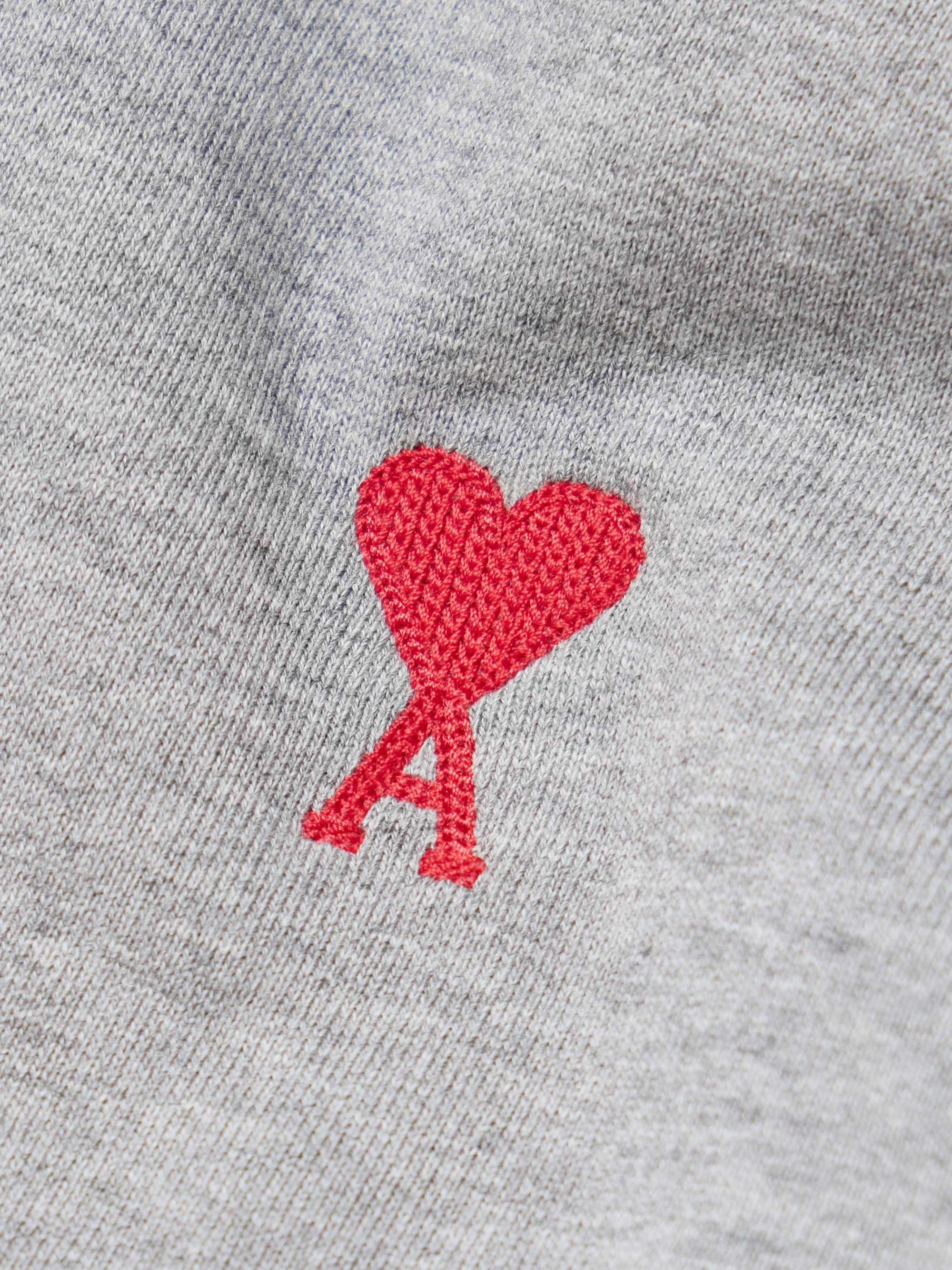 AMI PARIS Logo-Embroidered Cotton-Jersey Hoodie