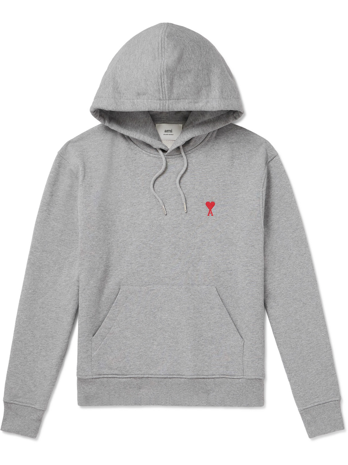Ami Alexandre Mattiussi Ami Ami De Coeur Logo Embroidered Hoodie In Gray