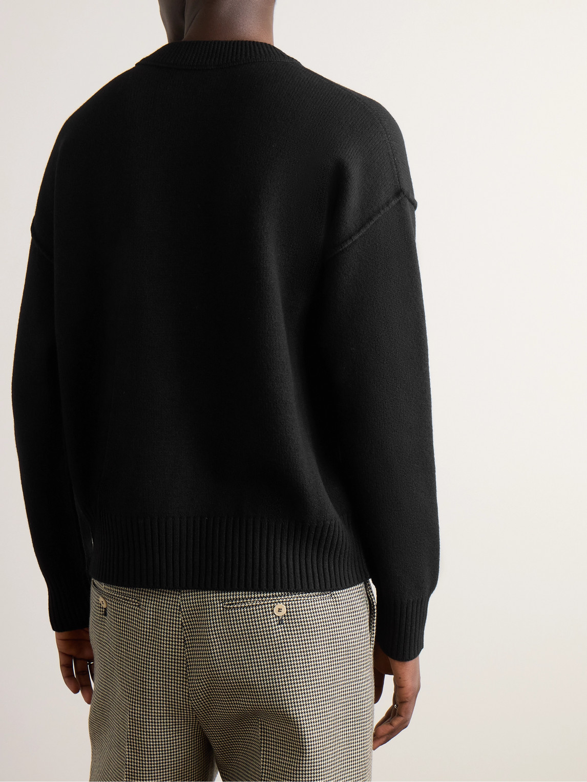 Ami Alexandre Mattiussi Logo-intarsia Virgin Wool Sweater In Black