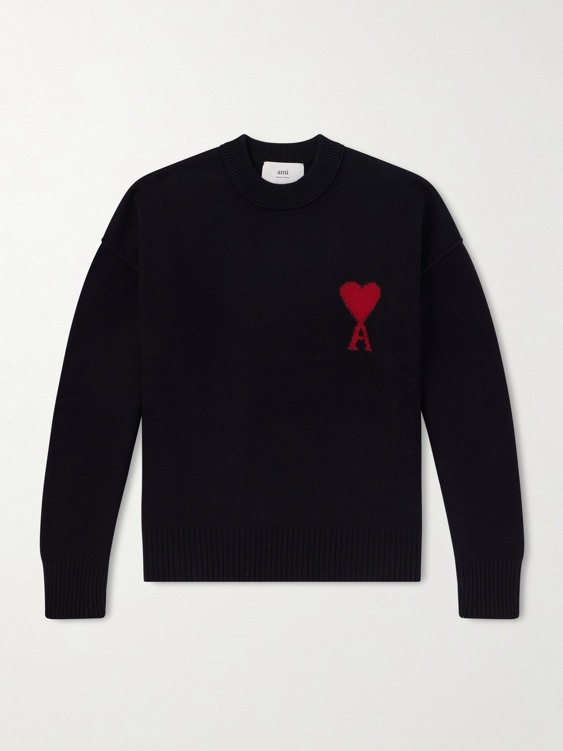 AMI PARIS Logo-Intarsia Virgin Wool Sweater - Men