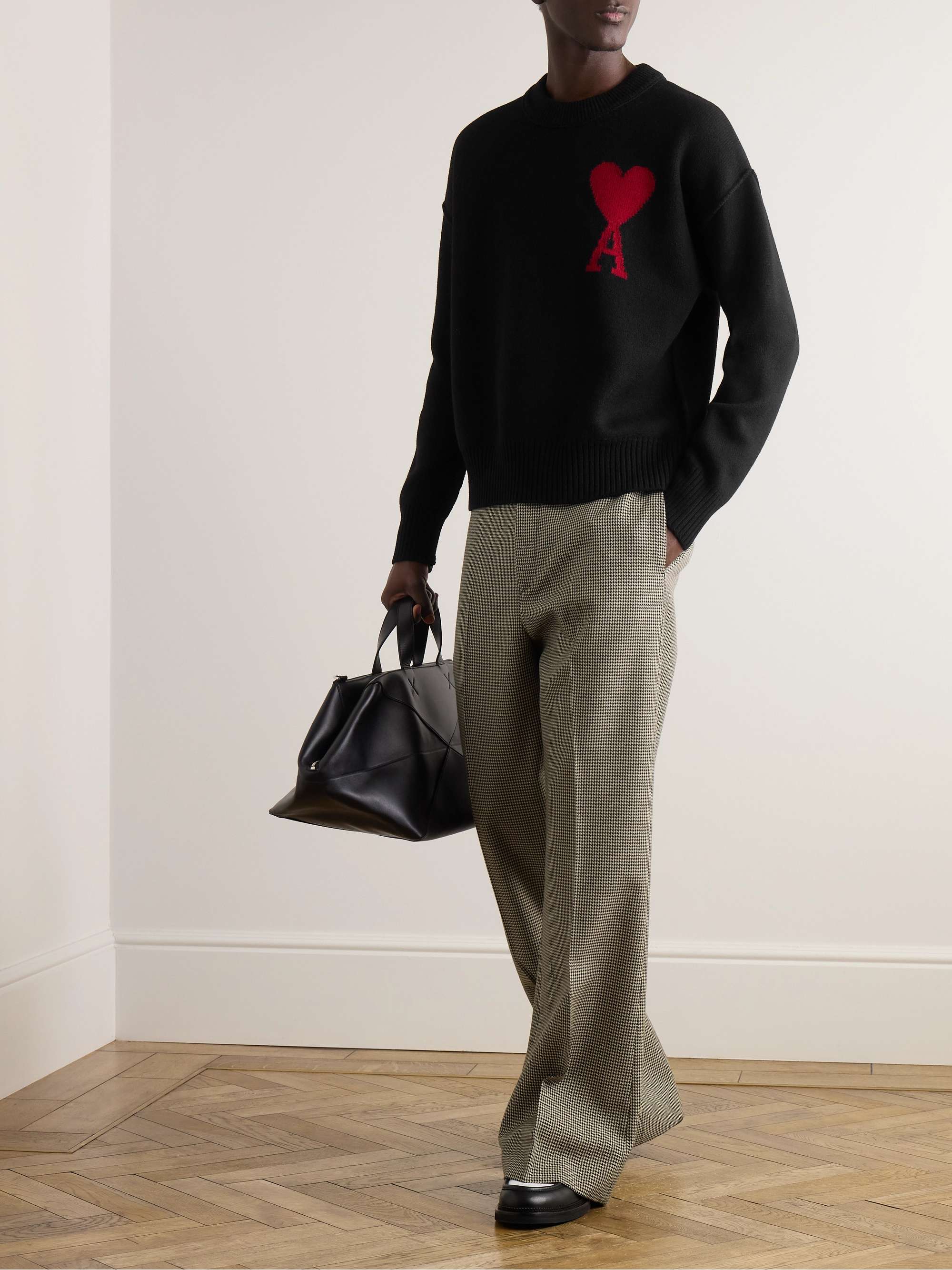 AMI Paris インターシャニット セーター | ブラック | FARFETCH JP