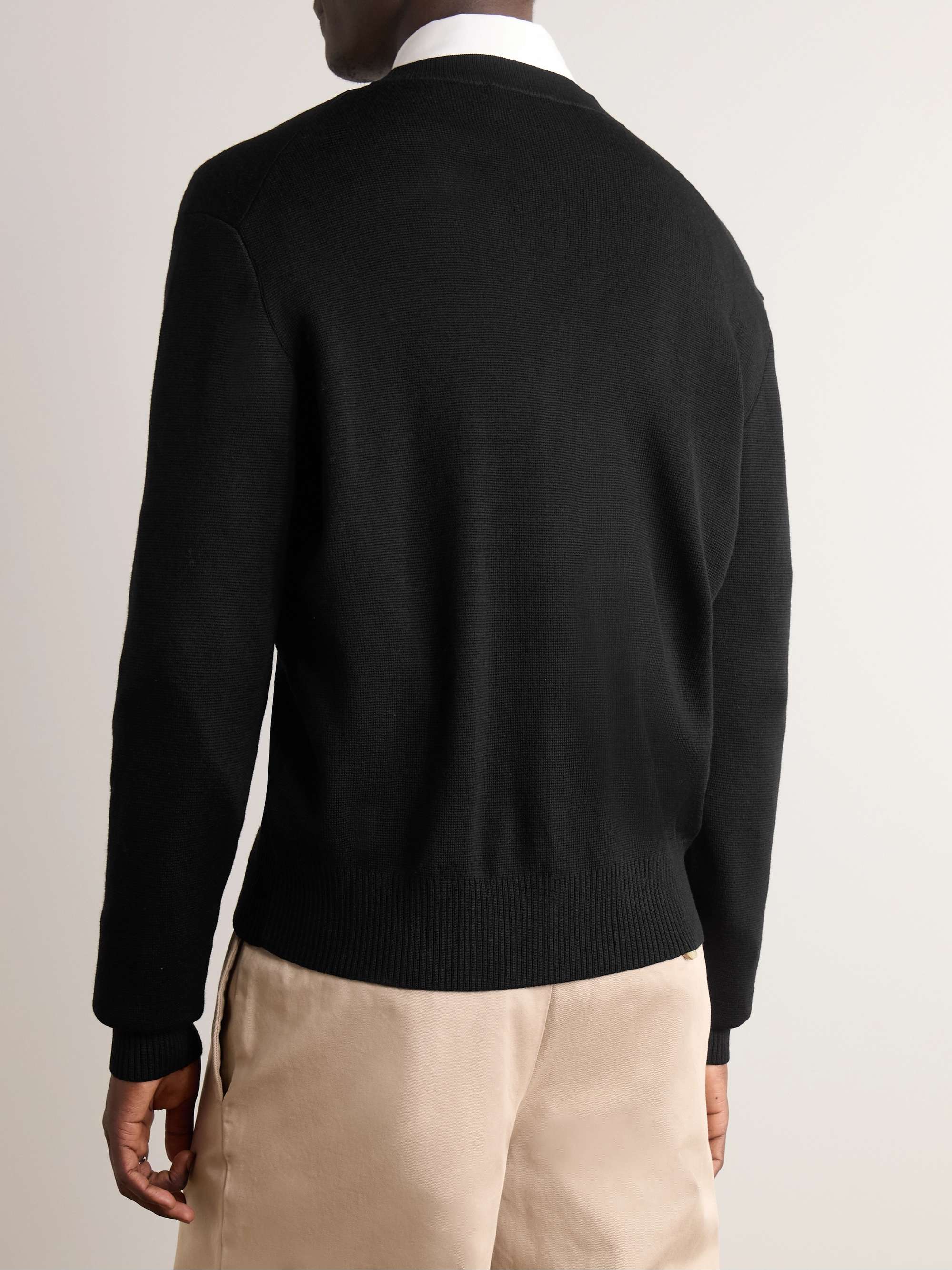 AMI PARIS Logo-Embroidered Virgin Wool Cardigan