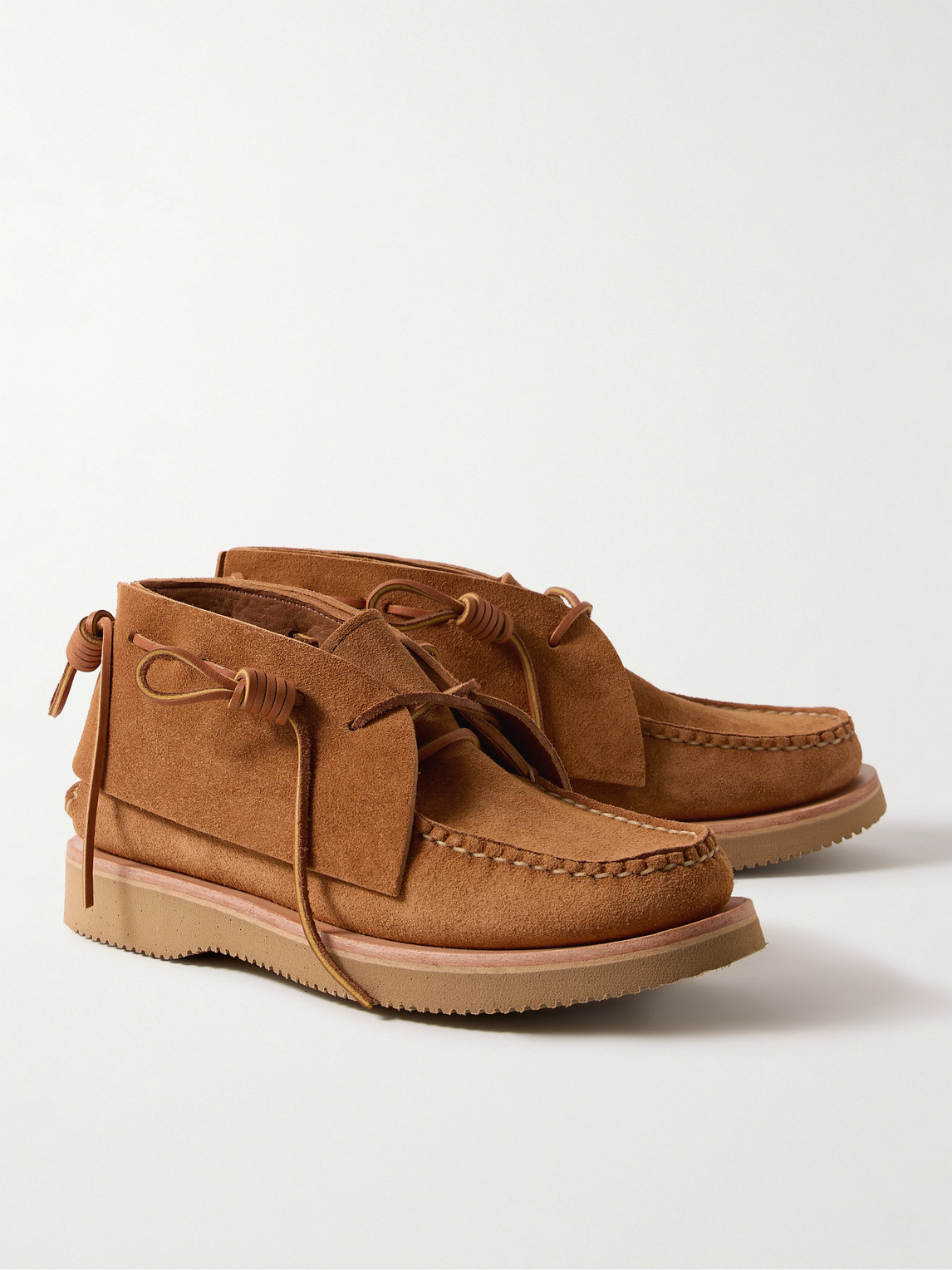 Shop Yuketen 8 Pig Tails Suede Chukka Boots In Brown