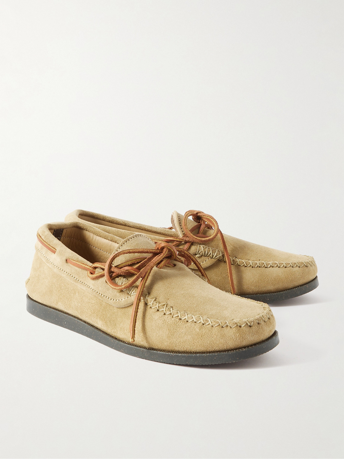 Shop Yuketen Canoe Suede Boat Shoes In Neutrals