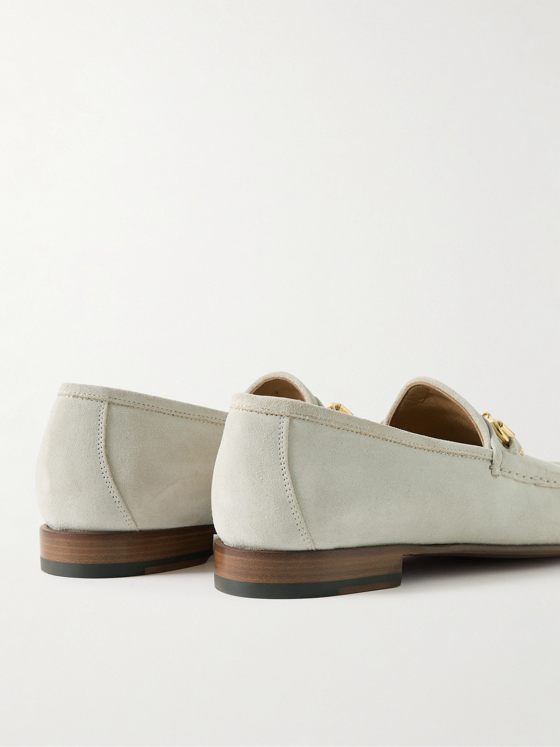 Shop Yuketen Ischia Horsebit Suede Loafers In Neutrals