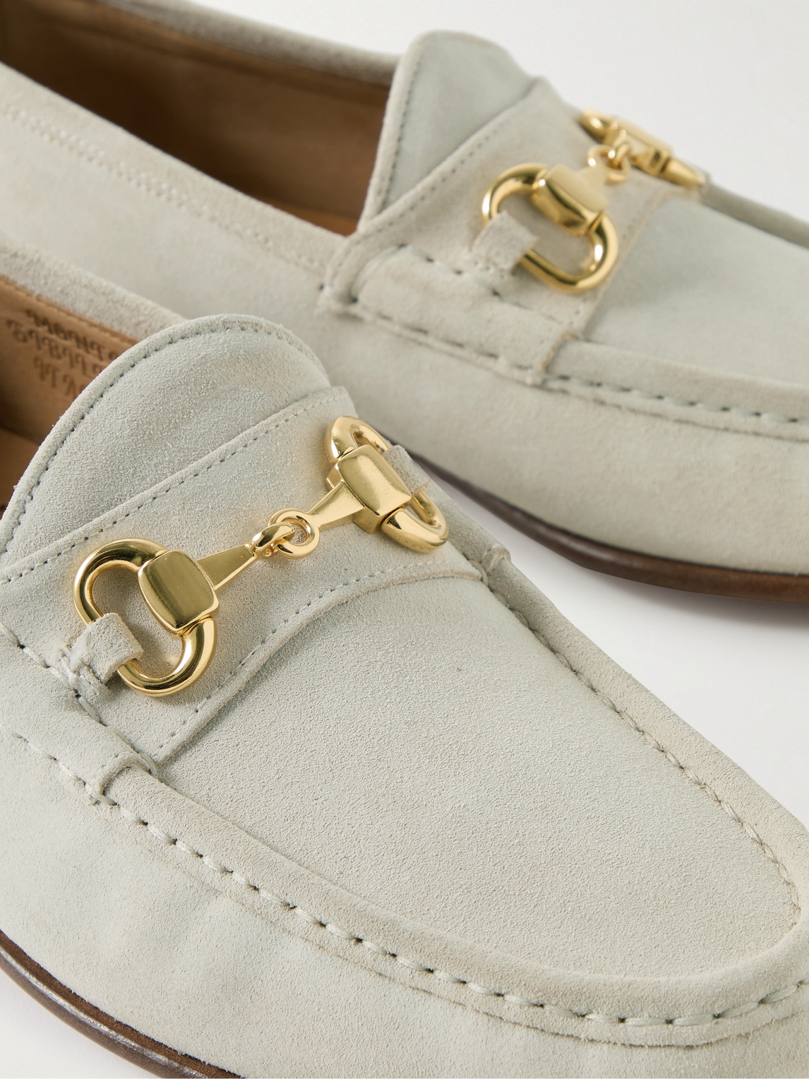 Shop Yuketen Ischia Horsebit Suede Loafers In Neutrals