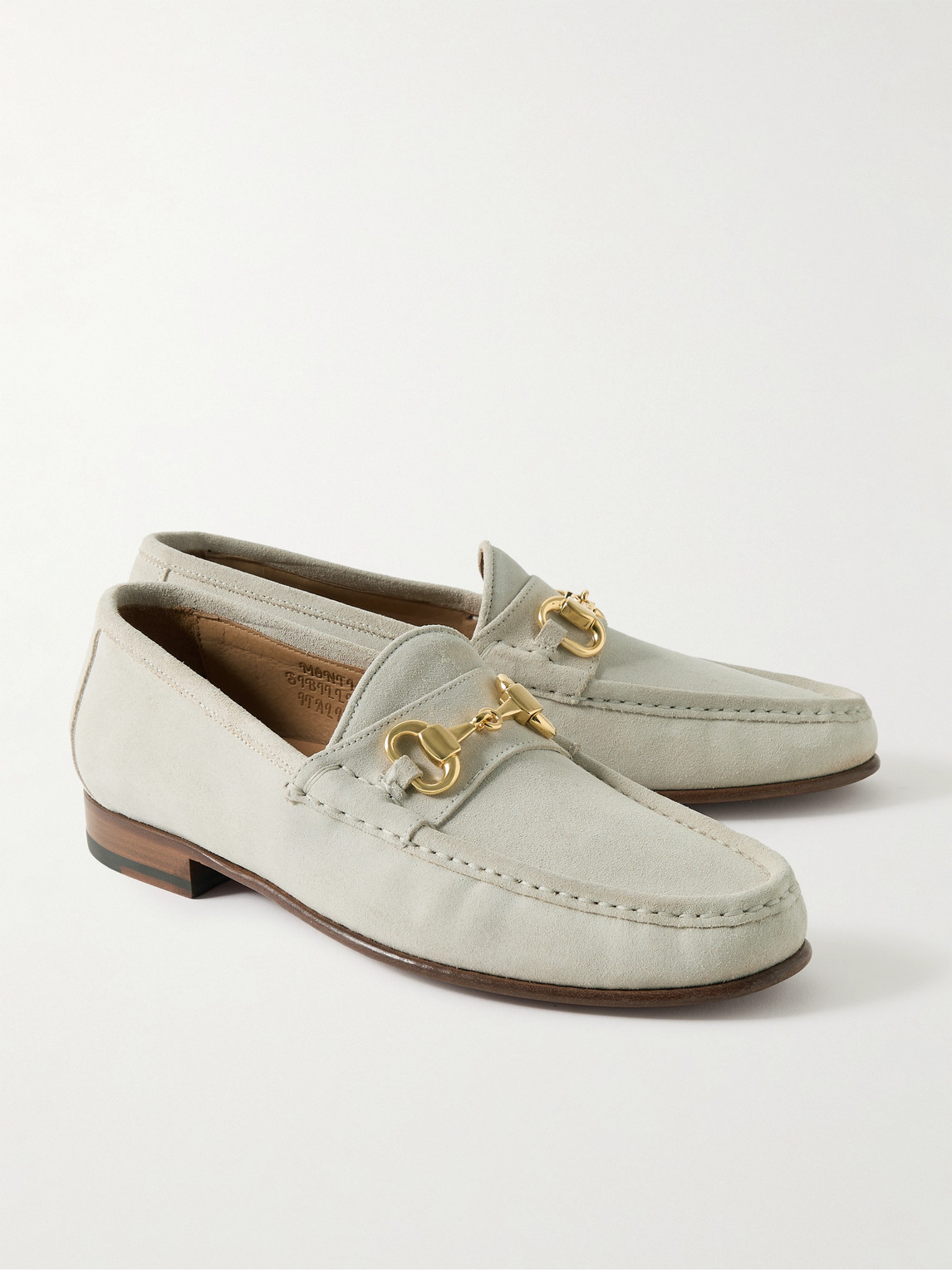 Shop Yuketen Ischia Horsebit Suede Loafers In Neutrals