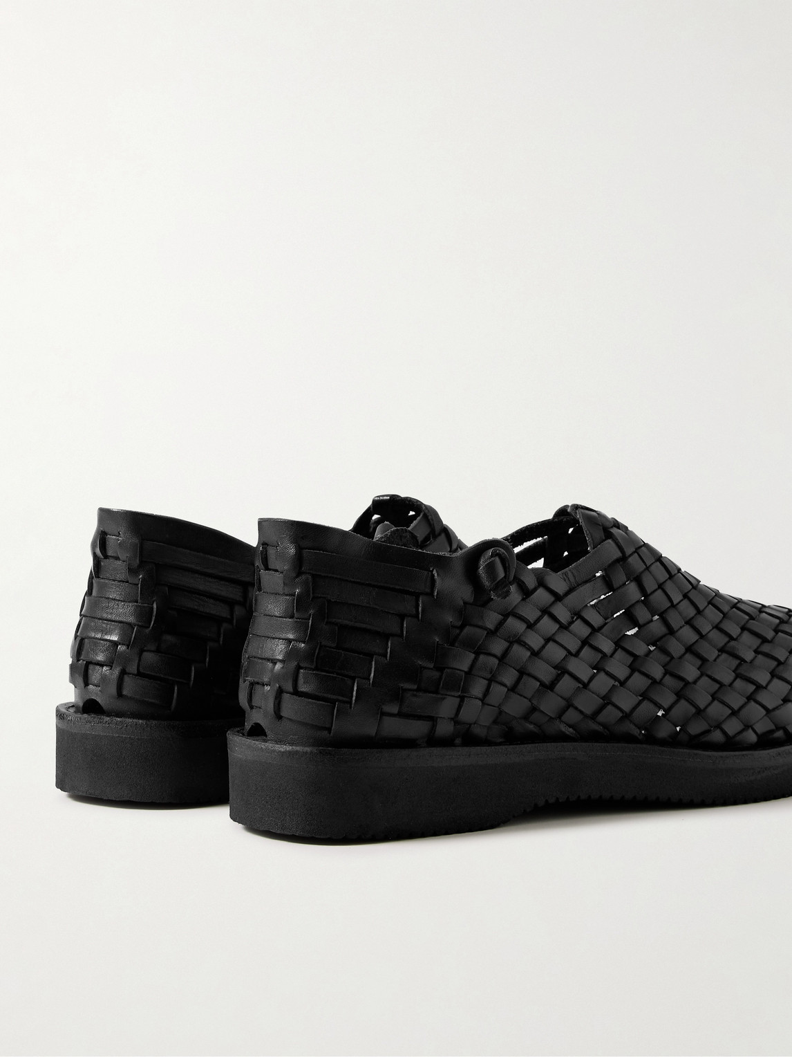 Shop Yuketen Leo Woven Leather Sandals In Black