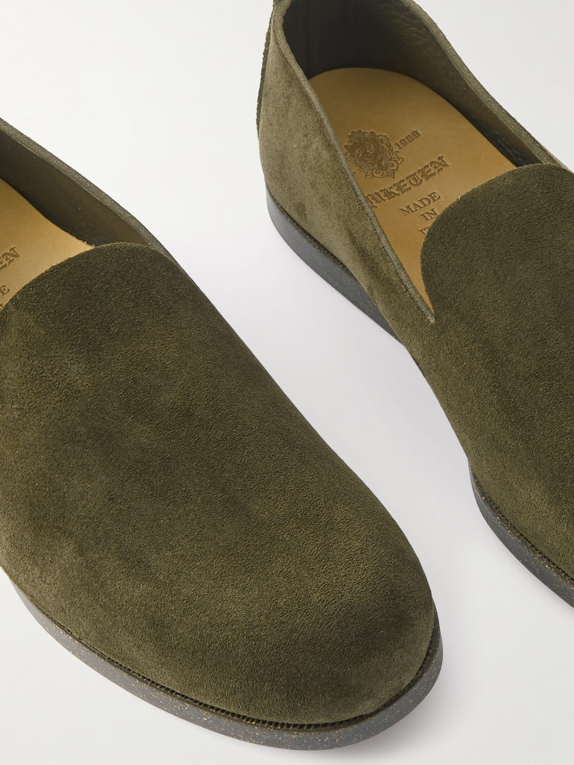 Shop Yuketen Suede Loafers In Green