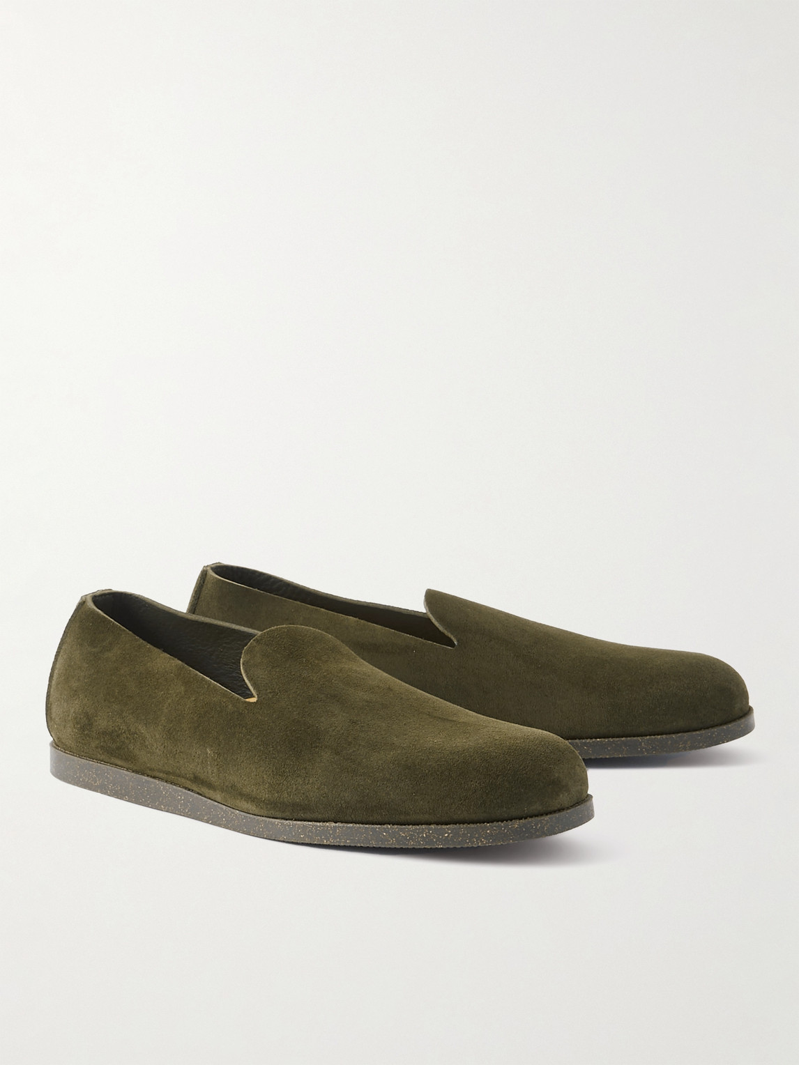 Shop Yuketen Suede Loafers In Green