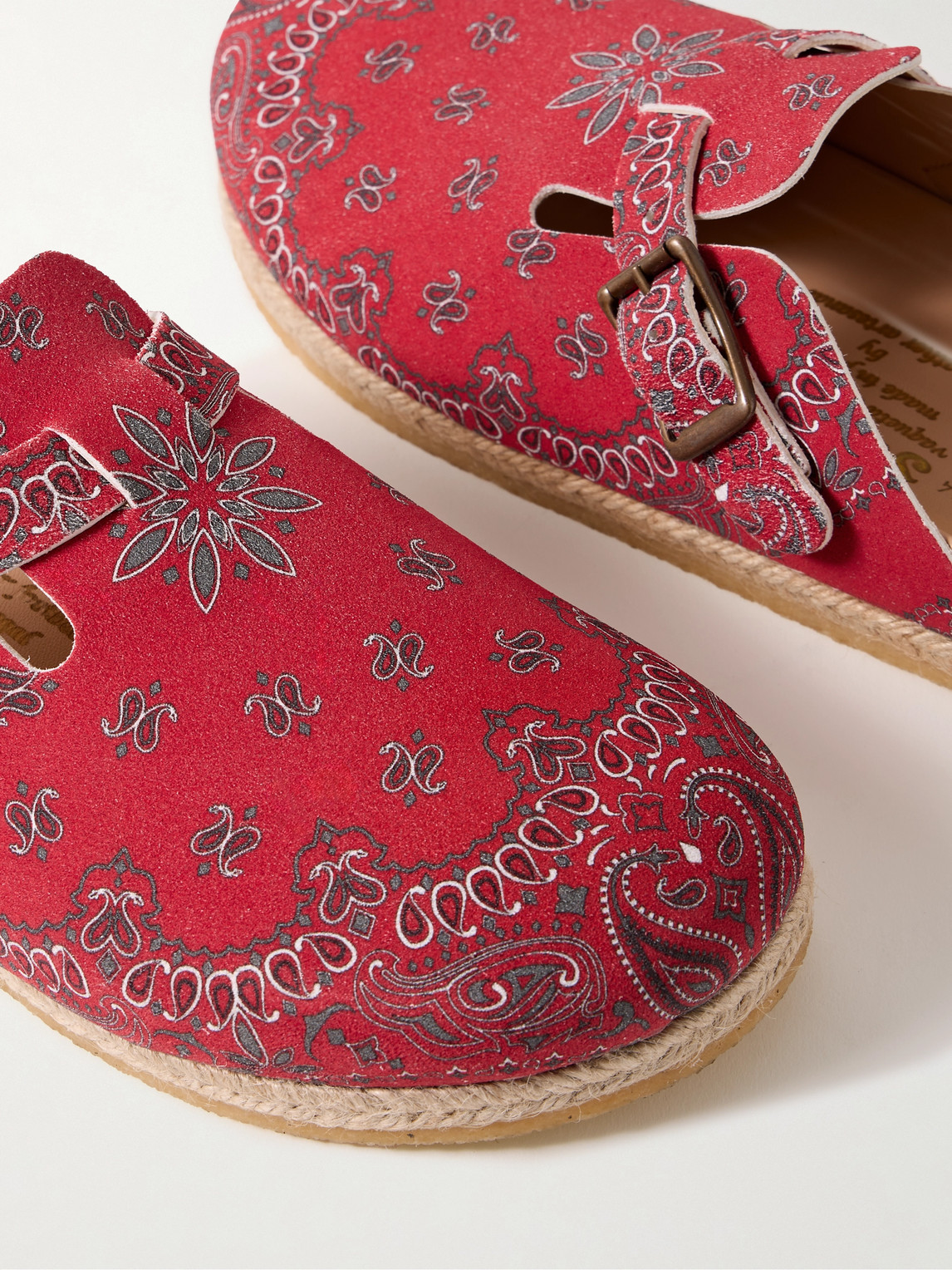 Shop Yuketen Sal-1 Bandana-print Suede Clogs In Red