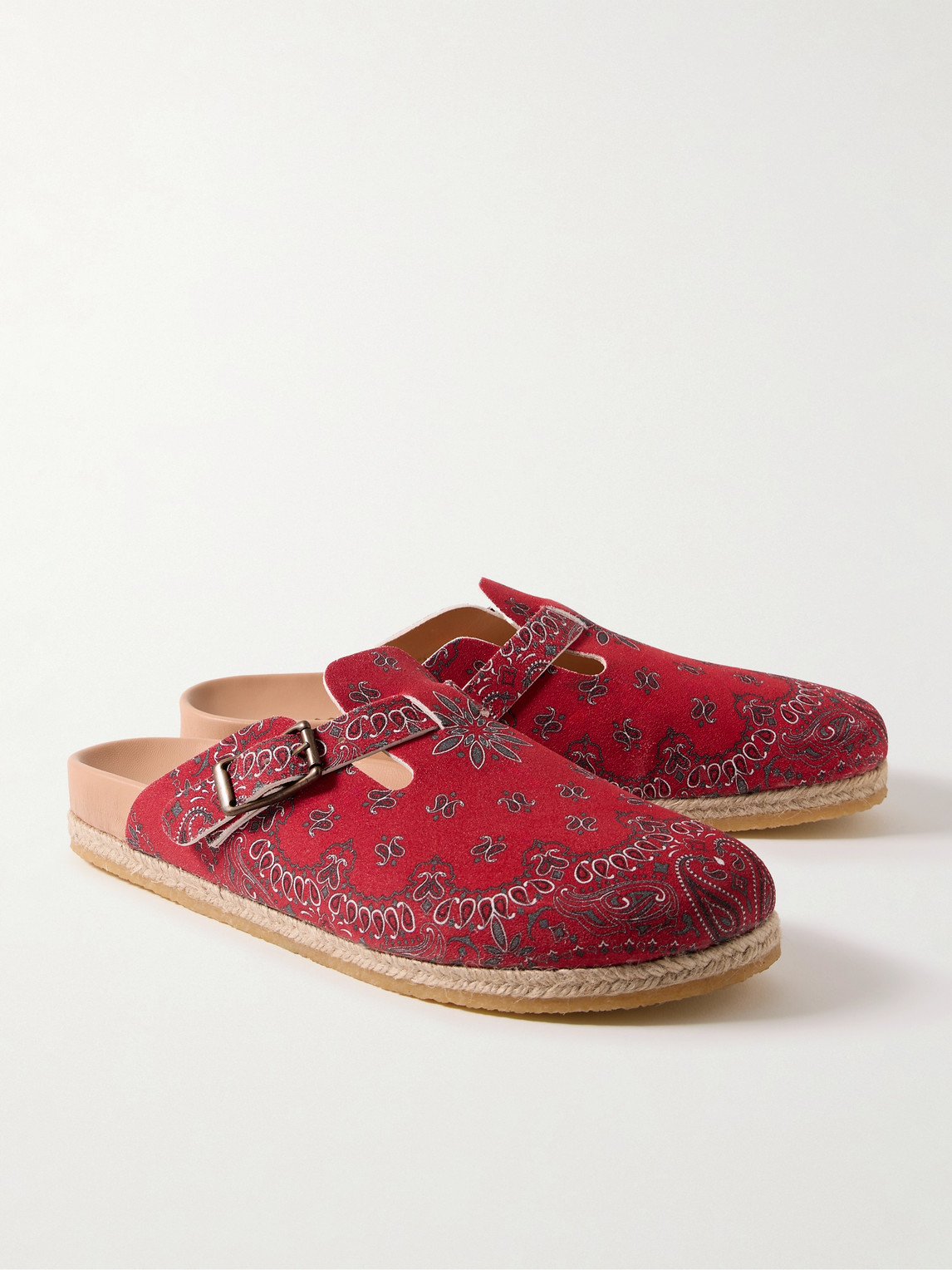 Shop Yuketen Sal-1 Bandana-print Suede Clogs In Red