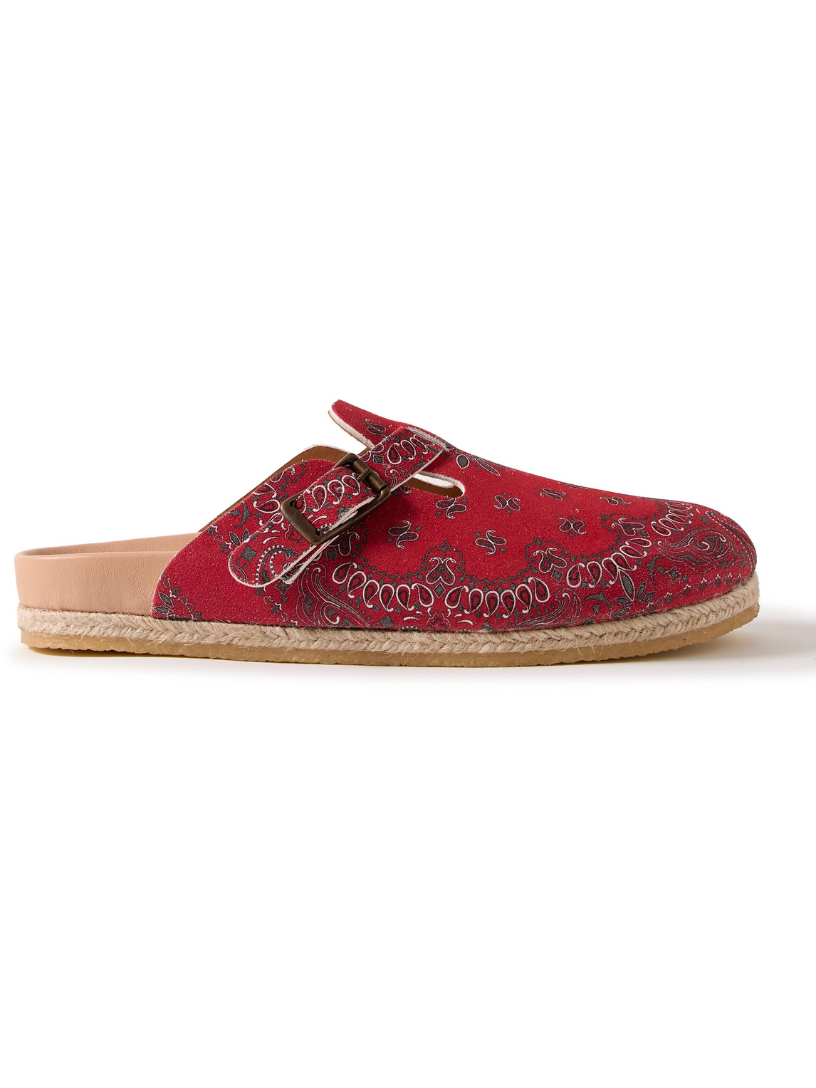 Yuketen Sal-1 Bandana-print Suede Clogs In Red