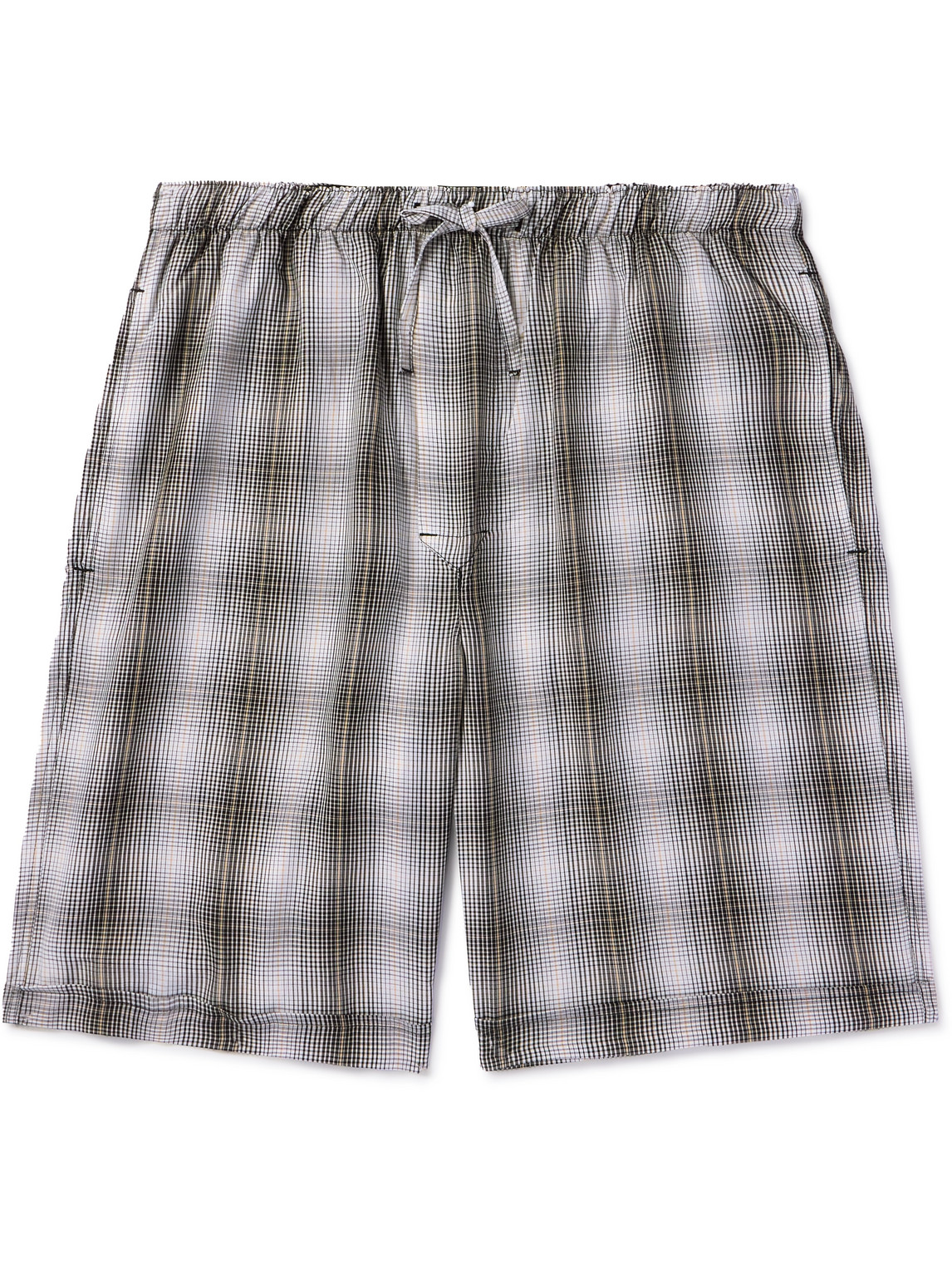 Cdlp Straight-leg Checked Lyocell Pyjama Shorts In Brown
