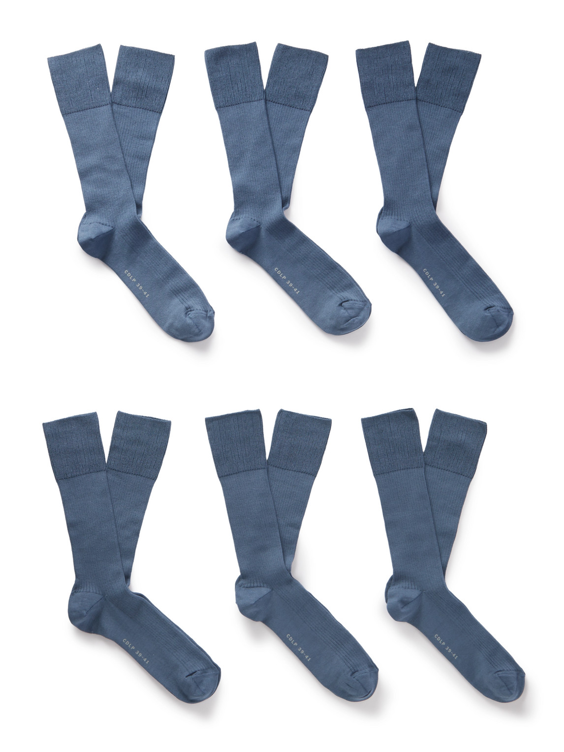 Cdlp Six-pack Ribbed Cotton-blend Socks In Blue