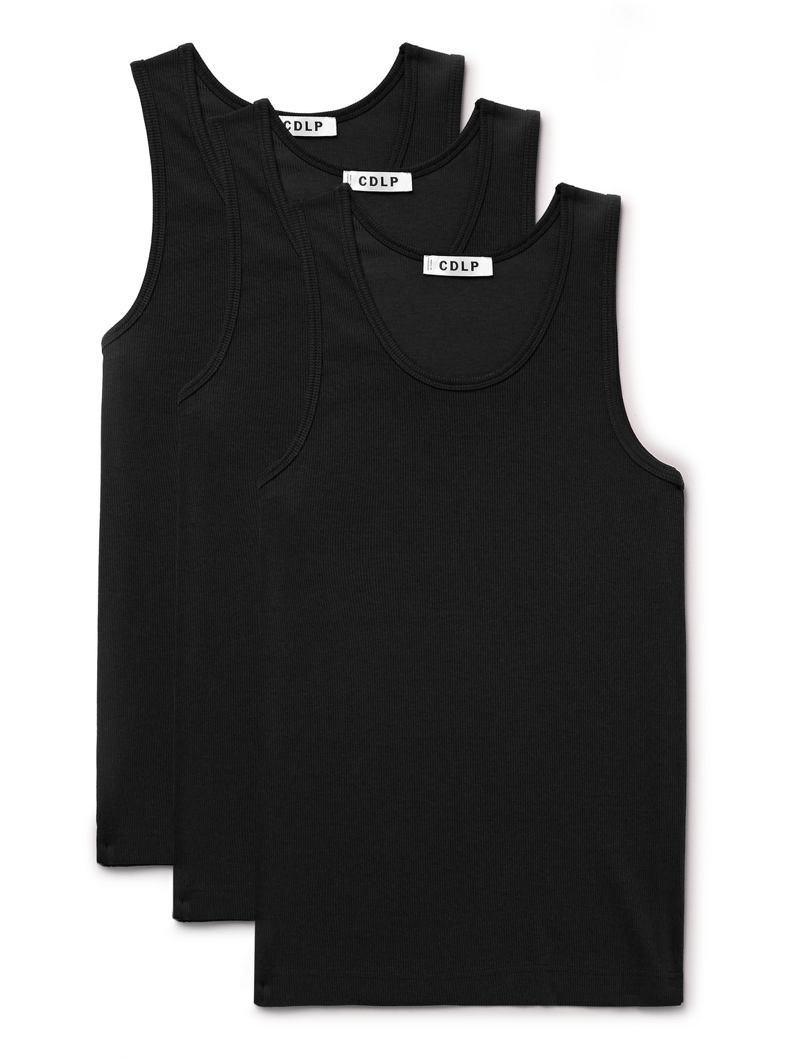 Three-Pack Ribbed Stretch Lyocell and Cotton-Blend Jersey Tank Tops