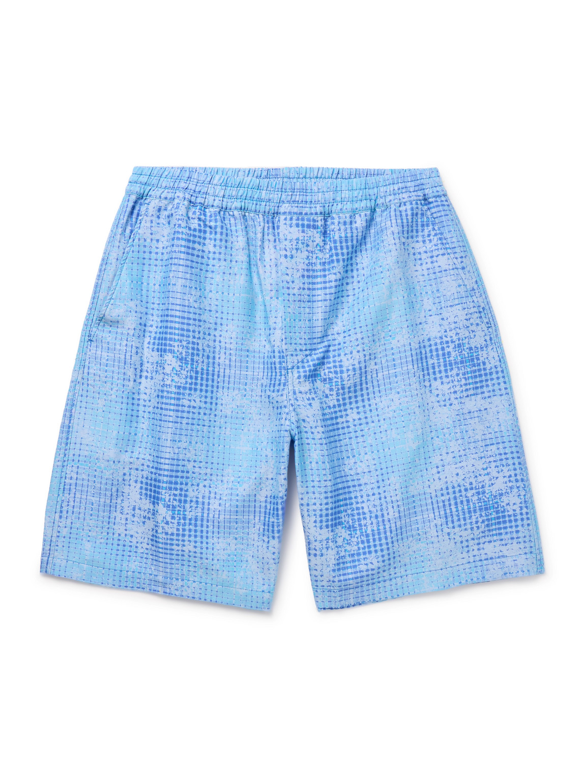 Cdlp Wide-leg Printed Tencel™ Lyocell And Linen-blend Bermuda Shorts In Blue