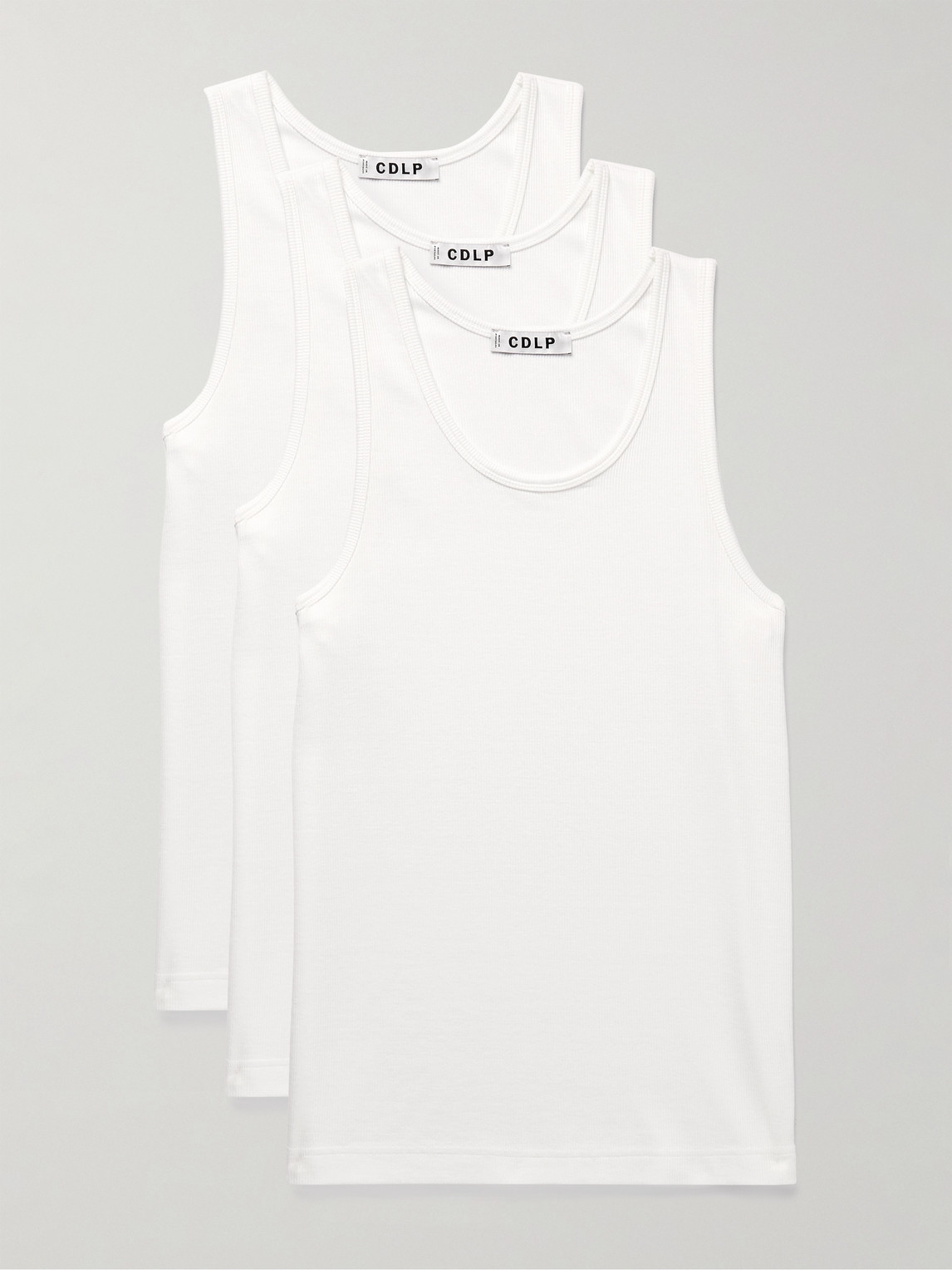 Cdlp Three-pack Ribbed Stretch Lyocell And Cotton-blend Jersey Tank Tops In White