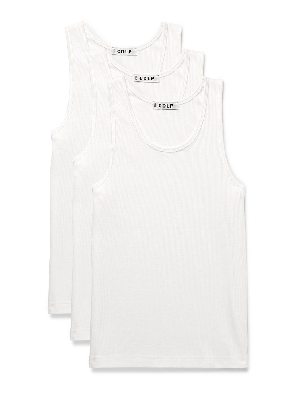 Three-Pack Ribbed Stretch Lyocell and Cotton-Blend Jersey Tank Tops