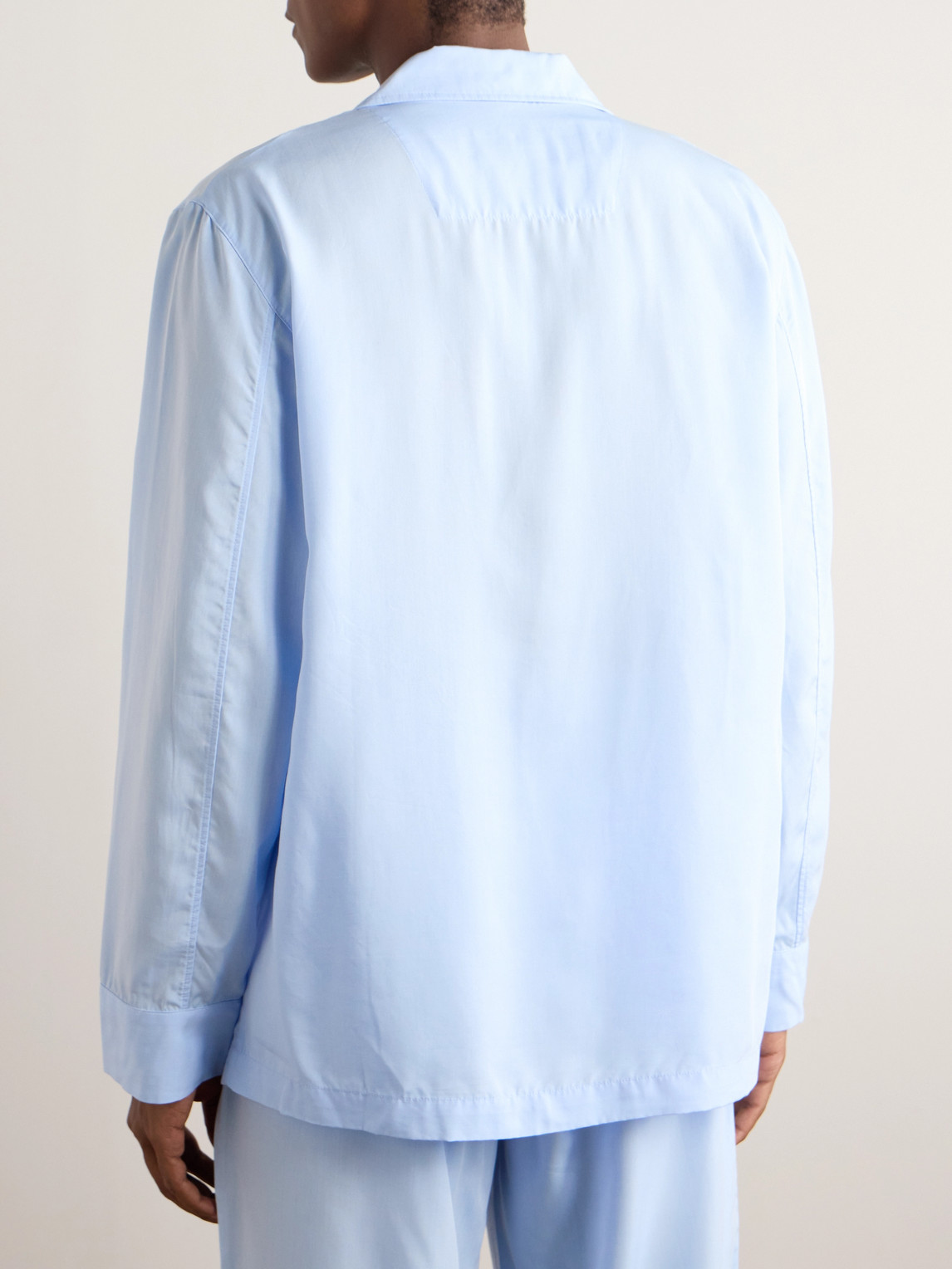 Shop Cdlp Camp-collar Lyocell Pyjama Shirt In Blue