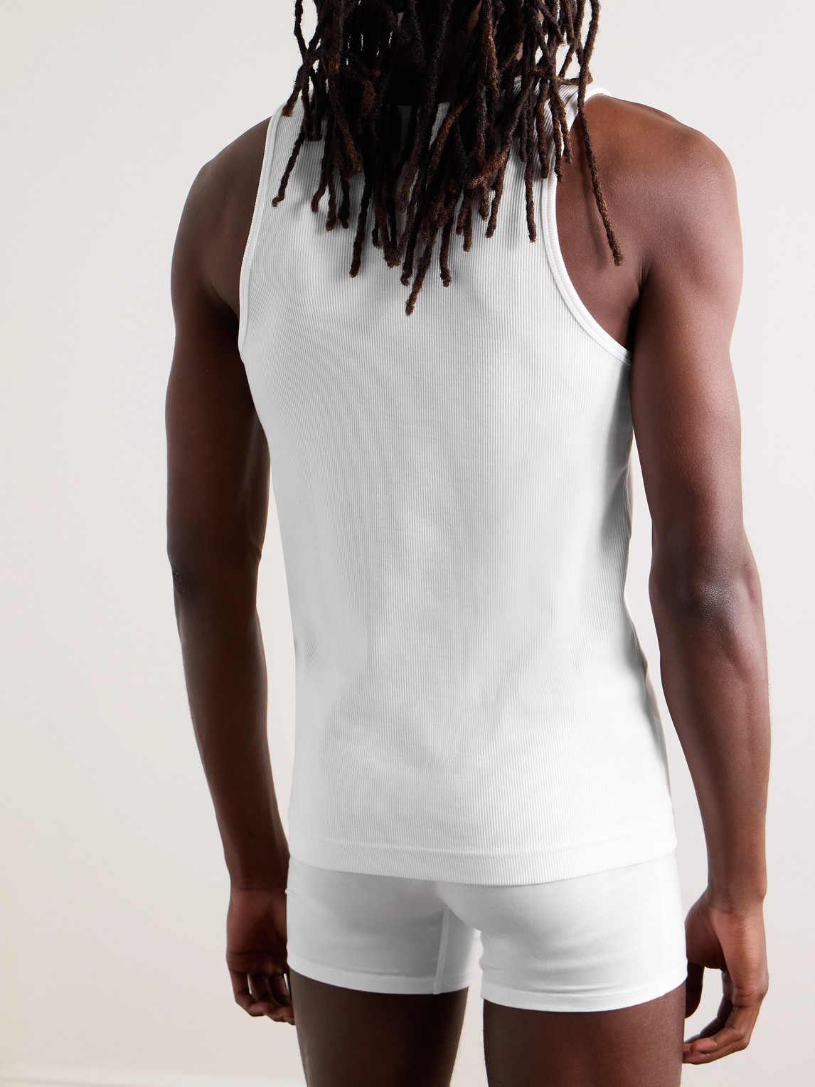 Shop Cdlp Ribbed Stretch Lyocell And Cotton-blend Tank Top In White