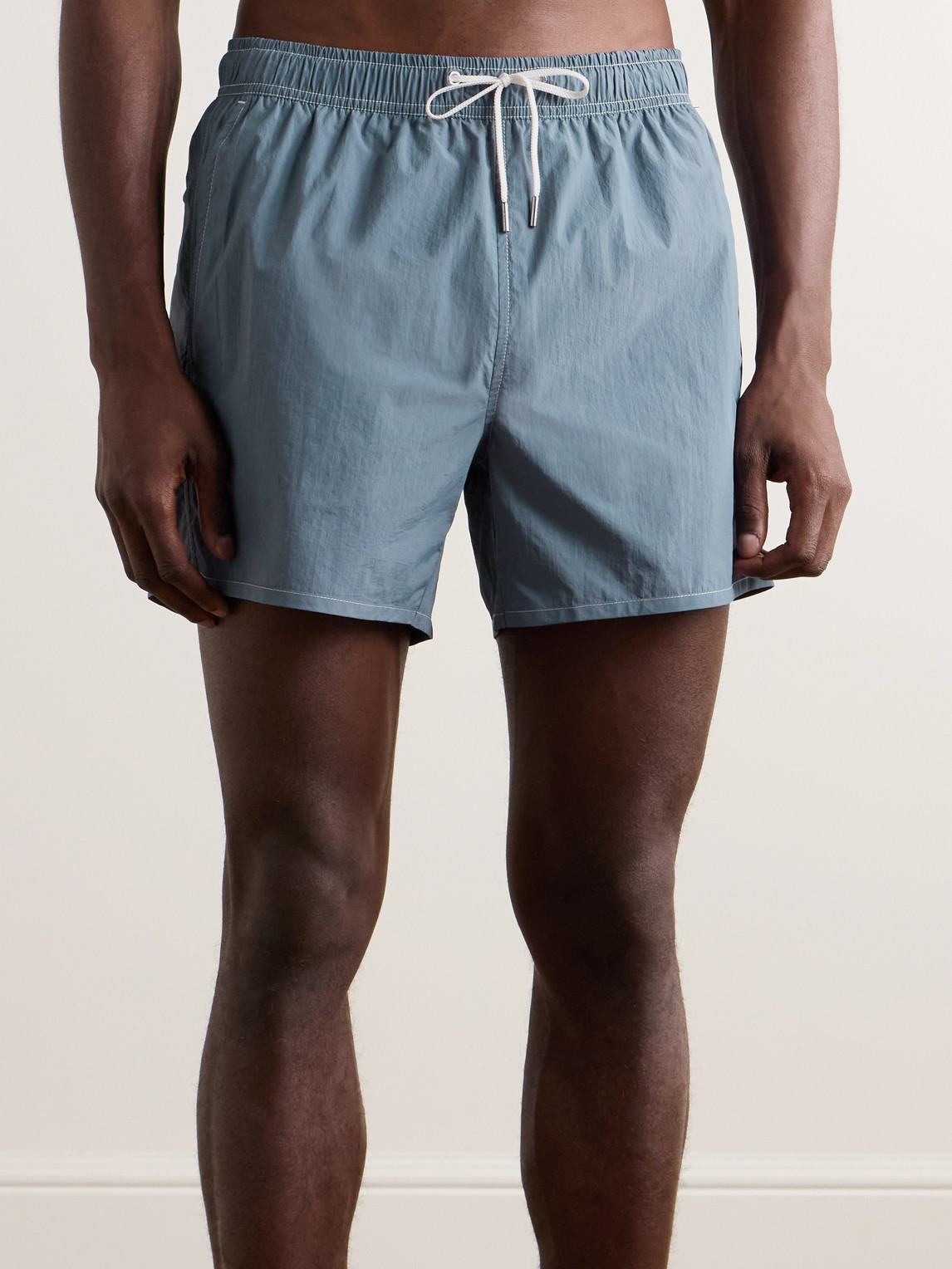 Shop Cdlp Straight-leg Mid-length Shell Swim Shorts In Blue