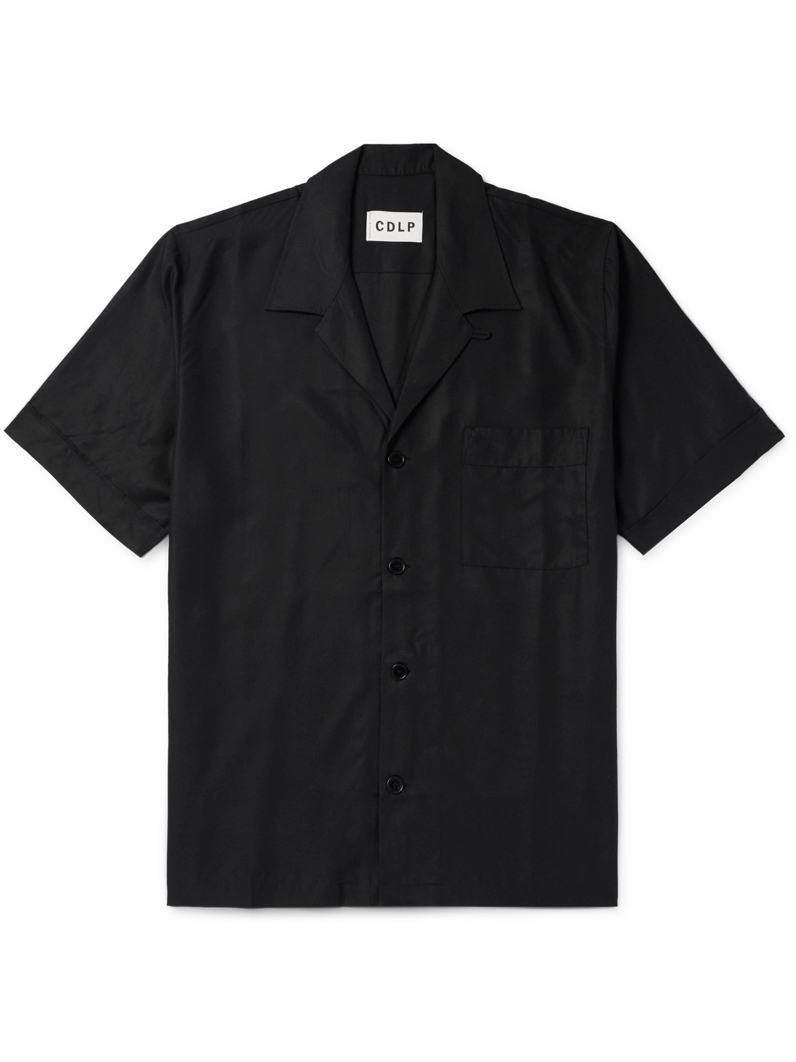 Cdlp Convertible-collar Tencel™ Lyocell Poplin Pyjama Shirt In Black