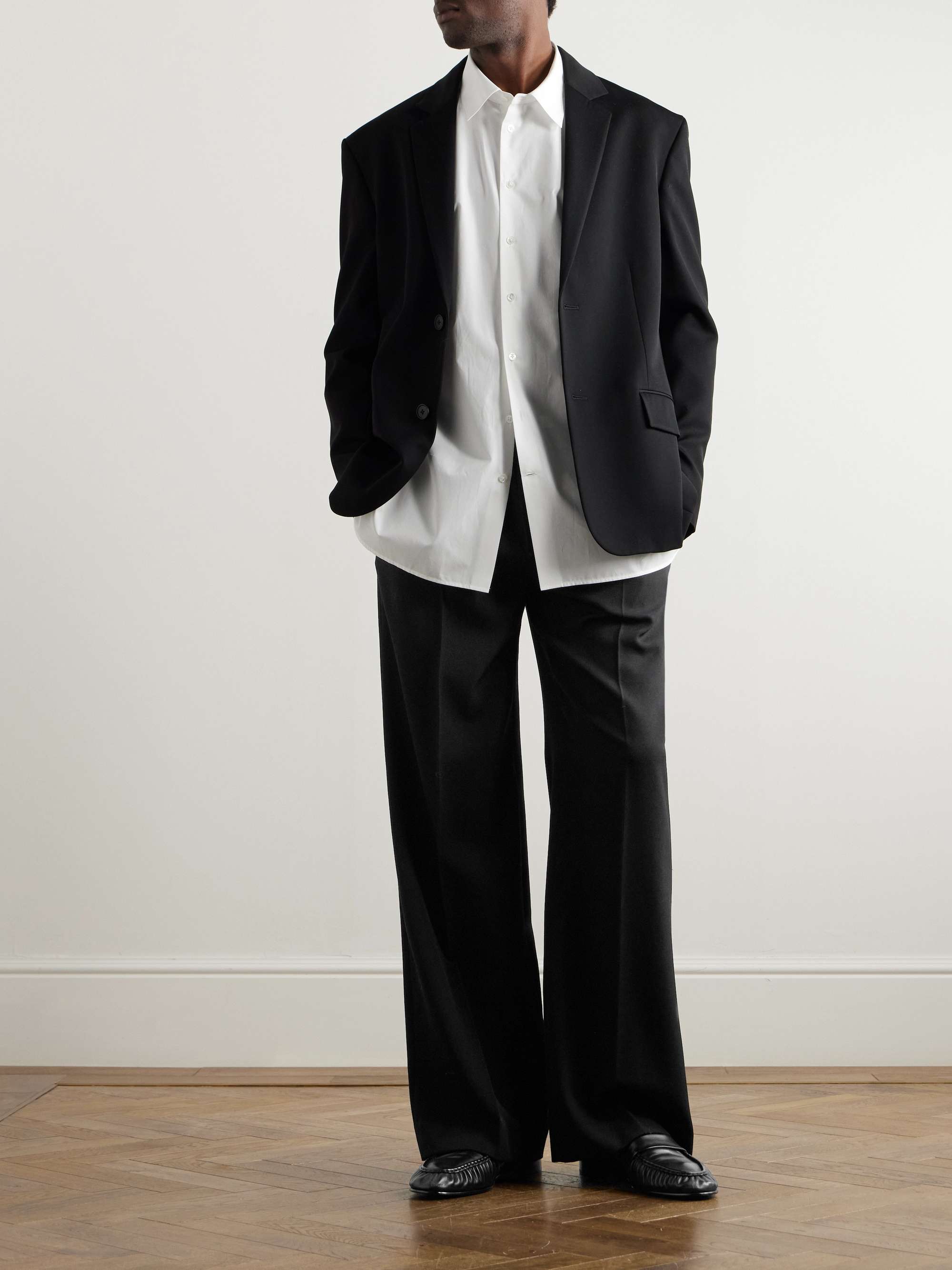 Lukre Shirt Black in Cotton and Cashmere – The Row