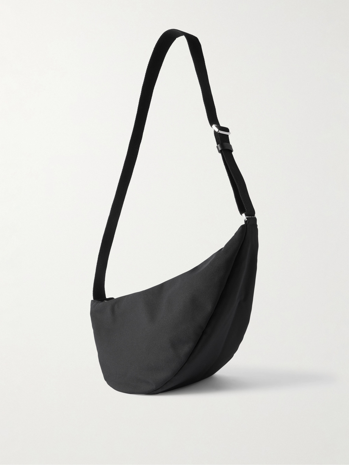 The Row Slouchy Banana Two Leather-trimmed Canvas Belt Bag In Black