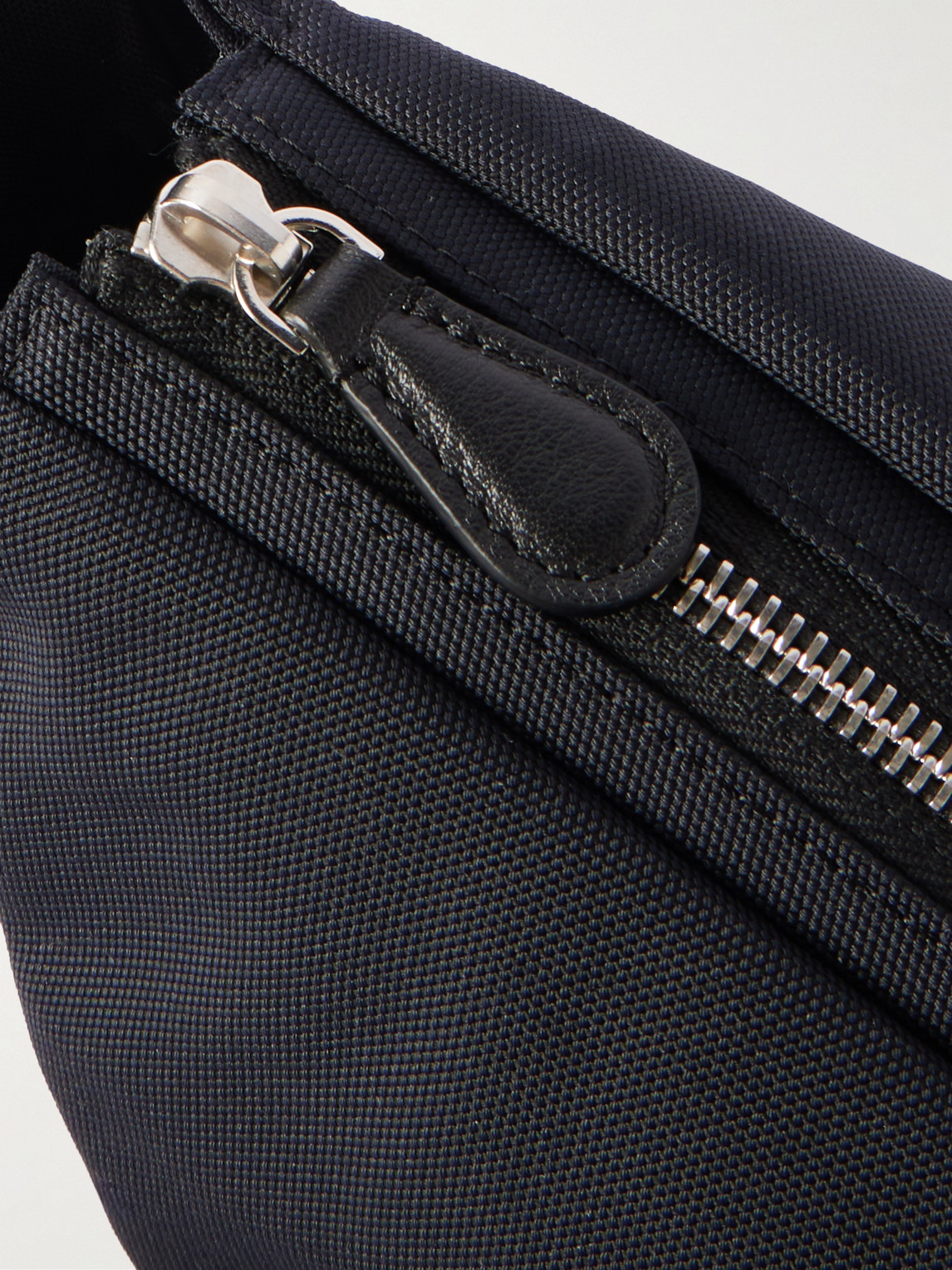 The Row Slouchy Banana Two Leather-trimmed Canvas Belt Bag In Black