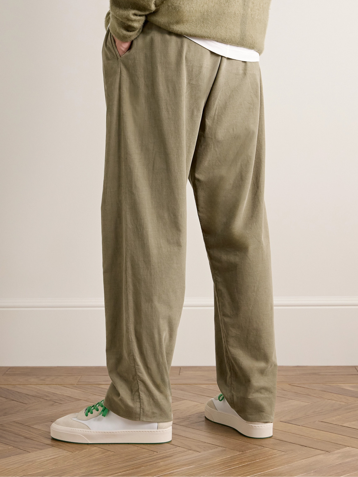 The Row Ando Straight-leg Cotton-corduroy Trousers In Green