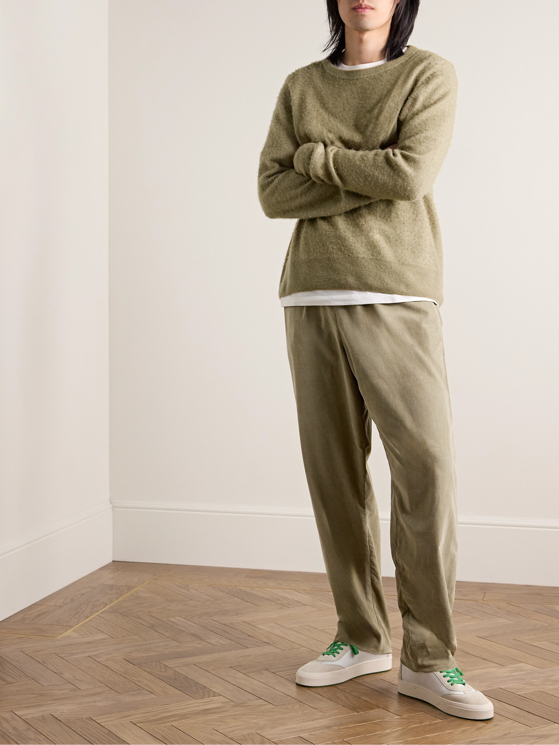 The Row Ando Straight-leg Cotton-corduroy Trousers In Green