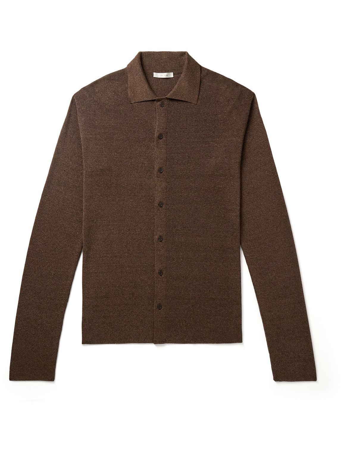 The Row Lorde Ribbed Linen And Silk-blend Shirt In Brown