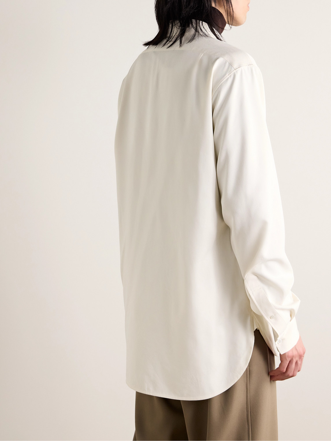 The Row Julio Fluid Long Sleeve Wool Shirt In Neutrals