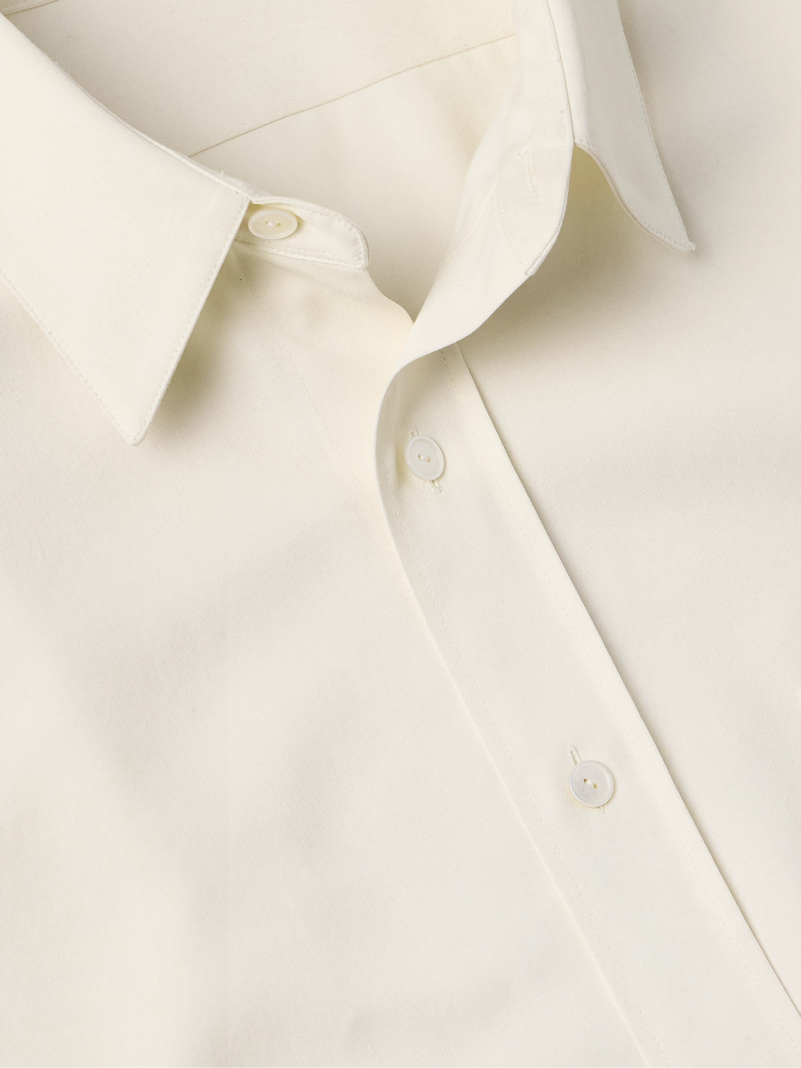 The Row Julio Fluid Long Sleeve Wool Shirt In Neutrals