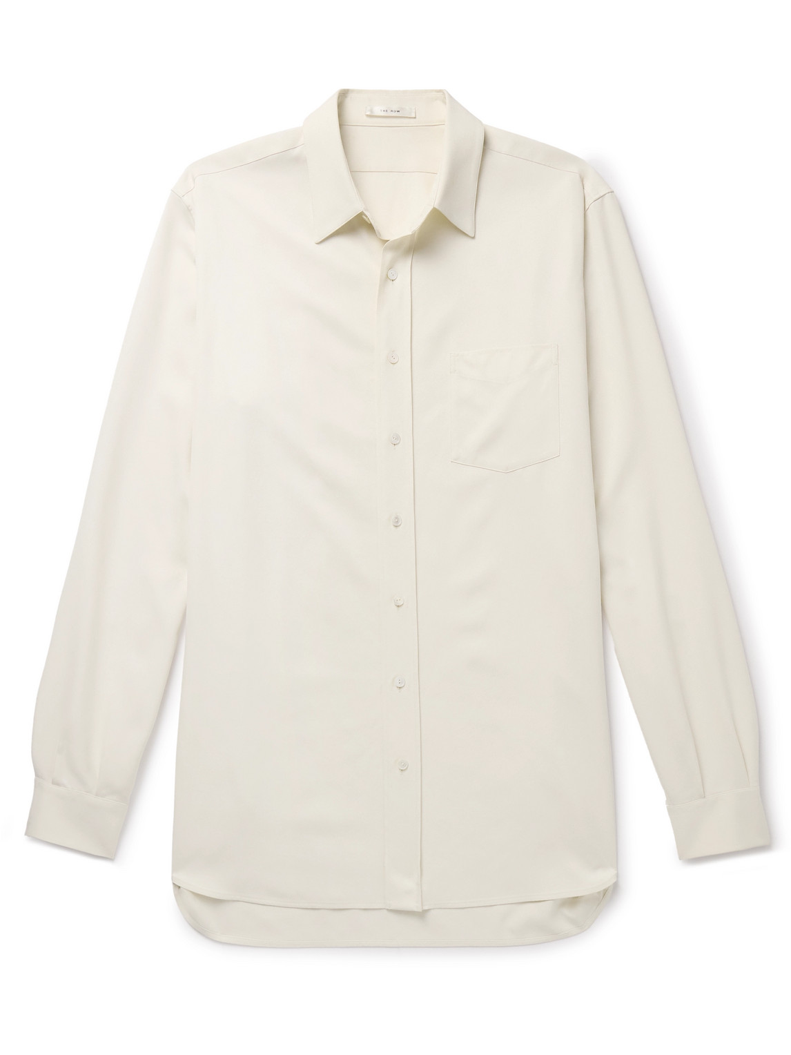 The Row Julio Fluid Long Sleeve Wool Shirt In Neutrals