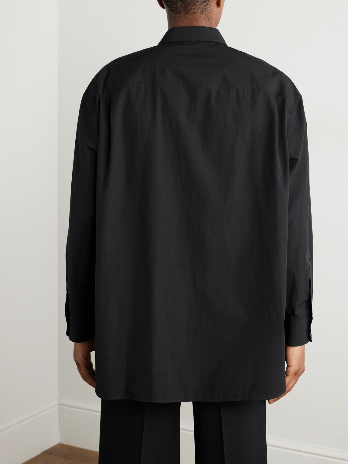 The Row Lukre Oversized Cotton-poplin Shirt In Black
