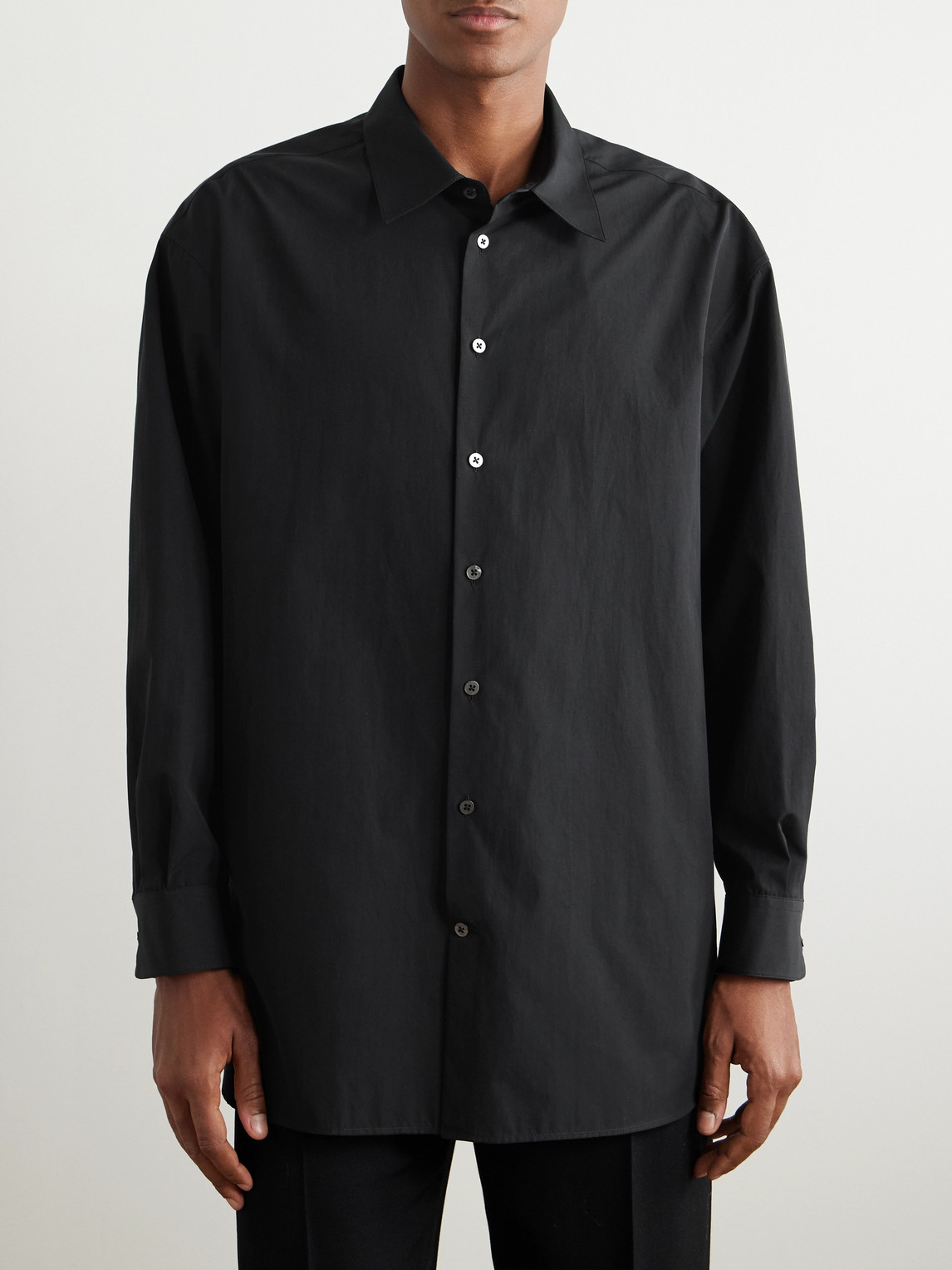 The Row Lukre Oversized Cotton-poplin Shirt In Black