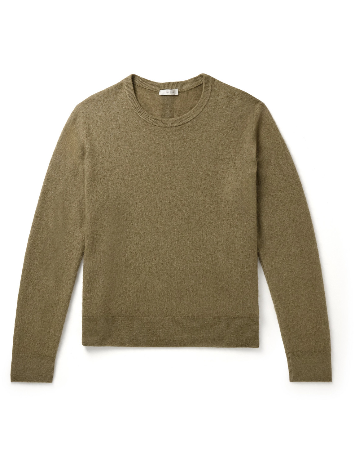 The Row Michael Brushed Cashmere And Silk-blend Jumper In Green