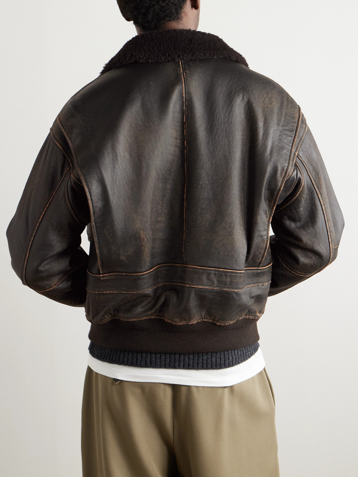The Row Black Herzog Leather Jacket In Black