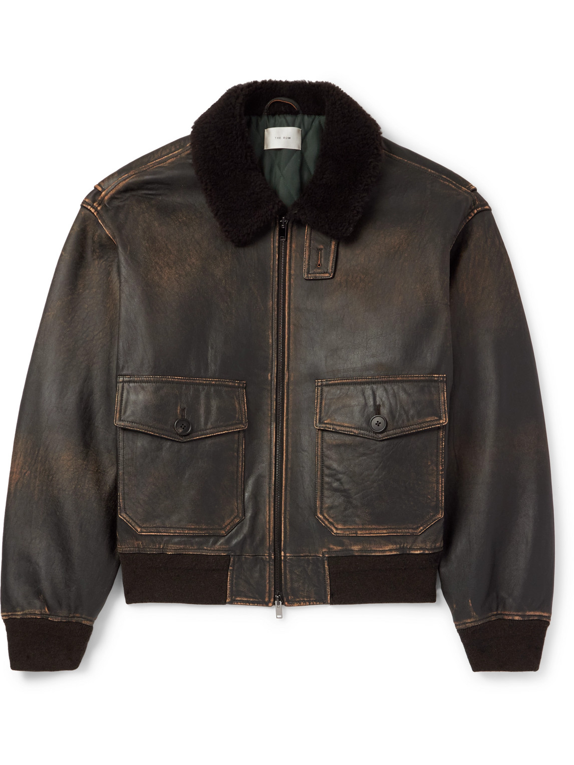 The Row Black Herzog Leather Jacket In Black